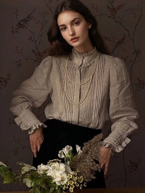 LightweightInsulation Cozy Cardigan Kathryn Stand Collar Blouse