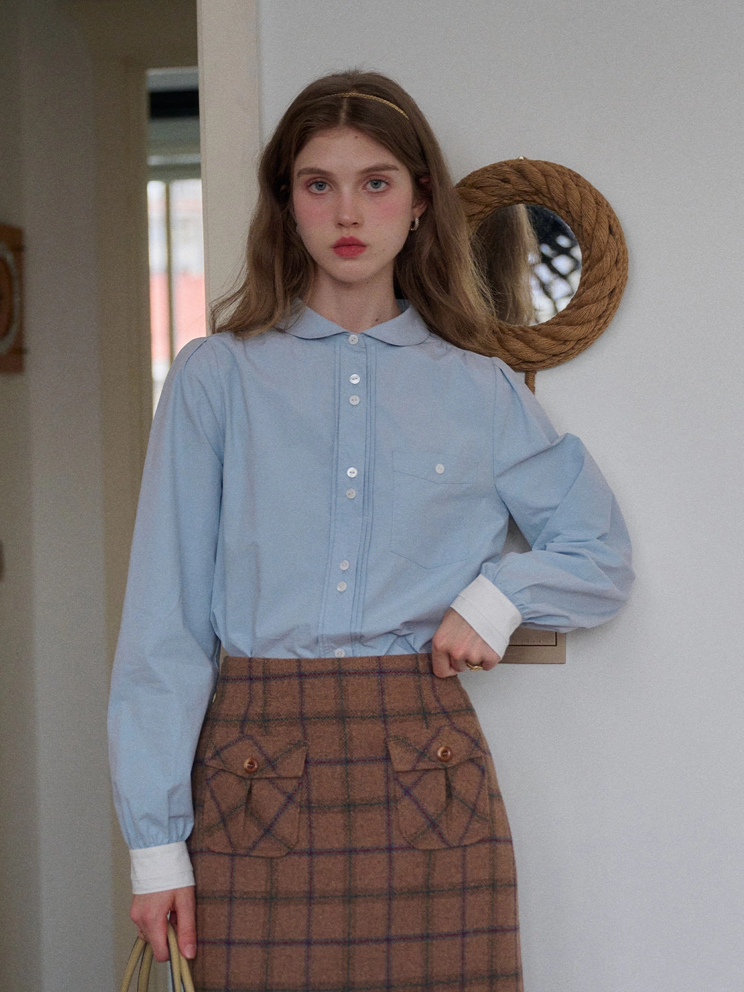 City Beat Virtual Fit Kennedi Peter Pan Collar 100% Cotton Shirt