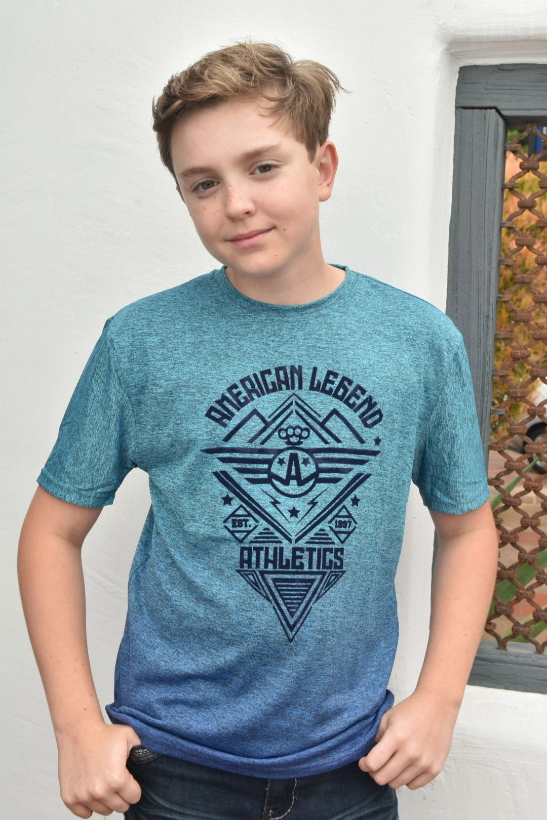 Urban Comfort Loose style Kid's American Legend Blue Ombre Quick Dry T-shirt