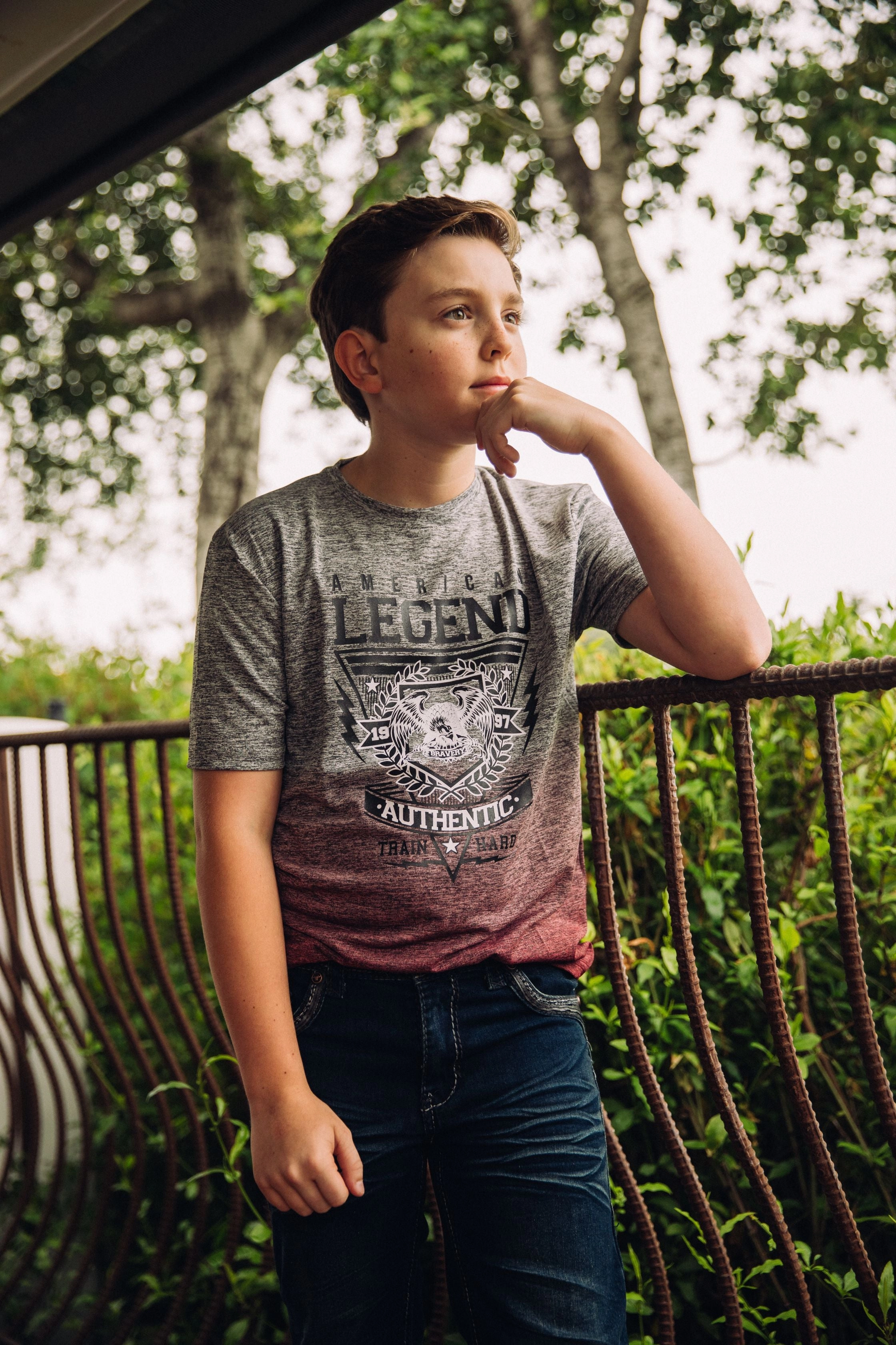 Kid's American Legend Gray Ombre Quick Dry T-shirt Comfy Design Easy Comfort