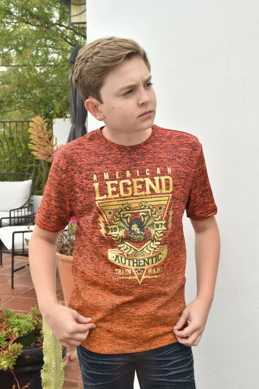 Kid's American Legend Orange Ombre Quick Dry T-shirt Non Irritating Tags