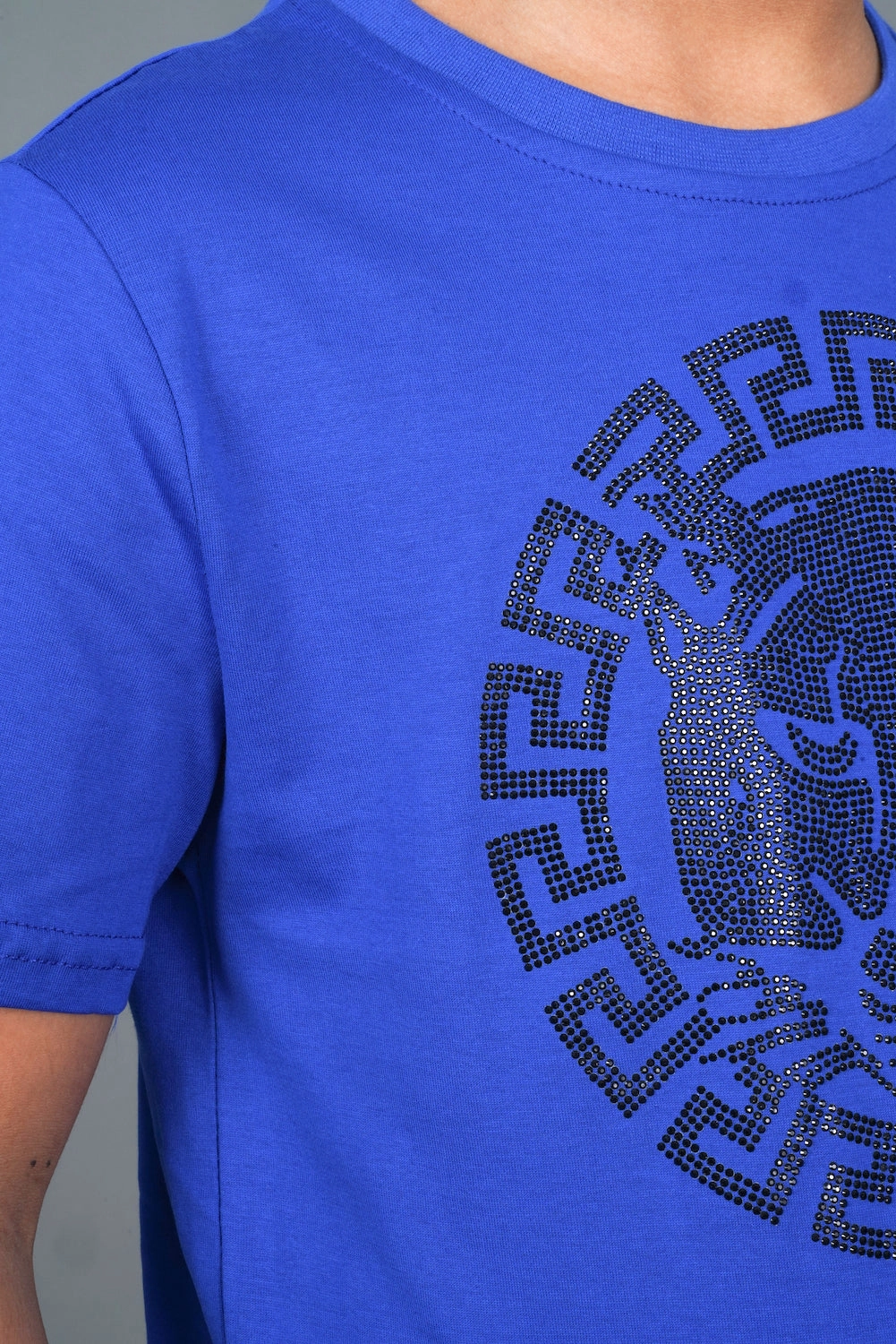 Must-Have Item Eco friendly materials Kid's Cotton Royal Blue Rhinestone T-shirt