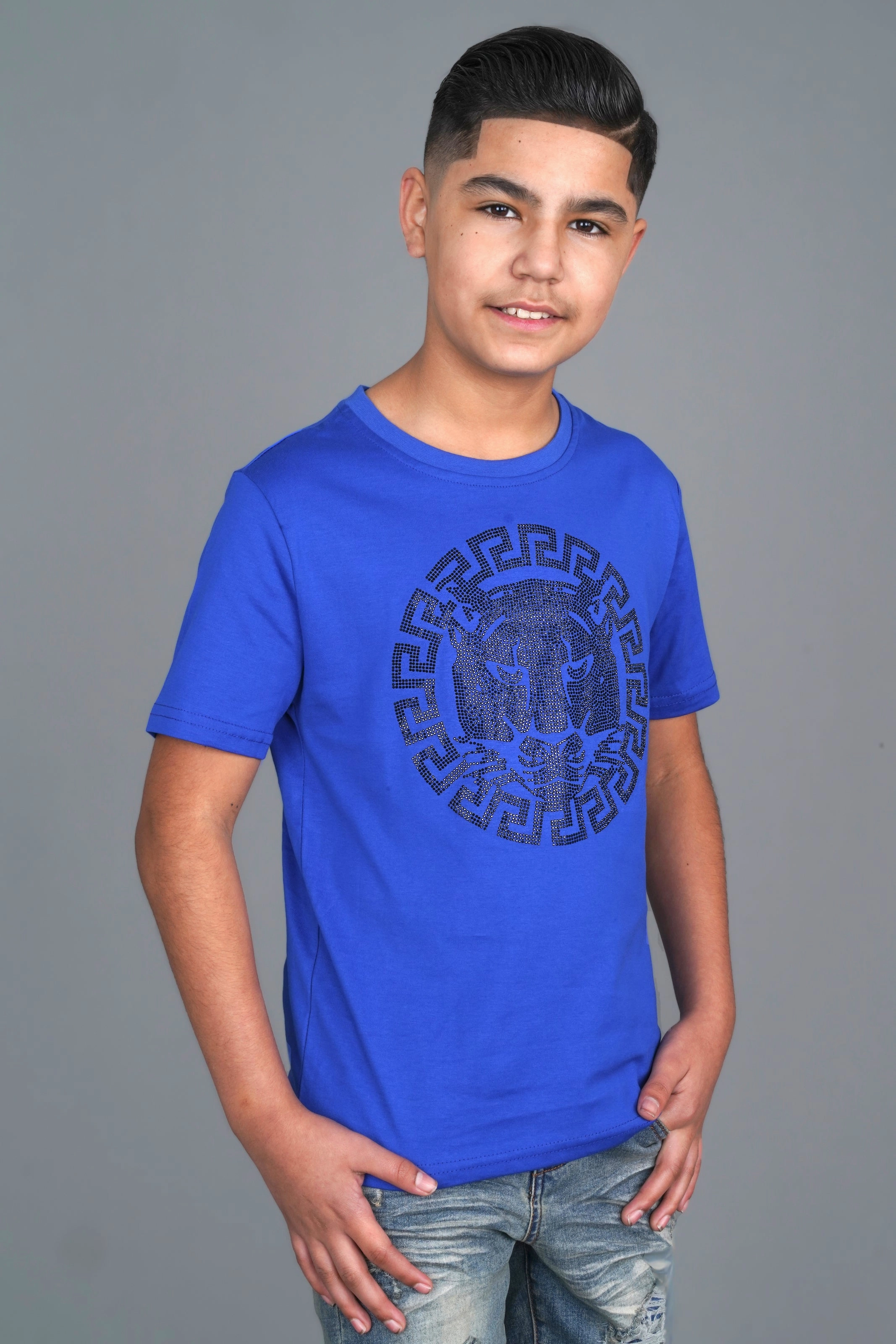 Lightweight Layers Kid's Cotton Royal Blue Rhinestone T-shirt