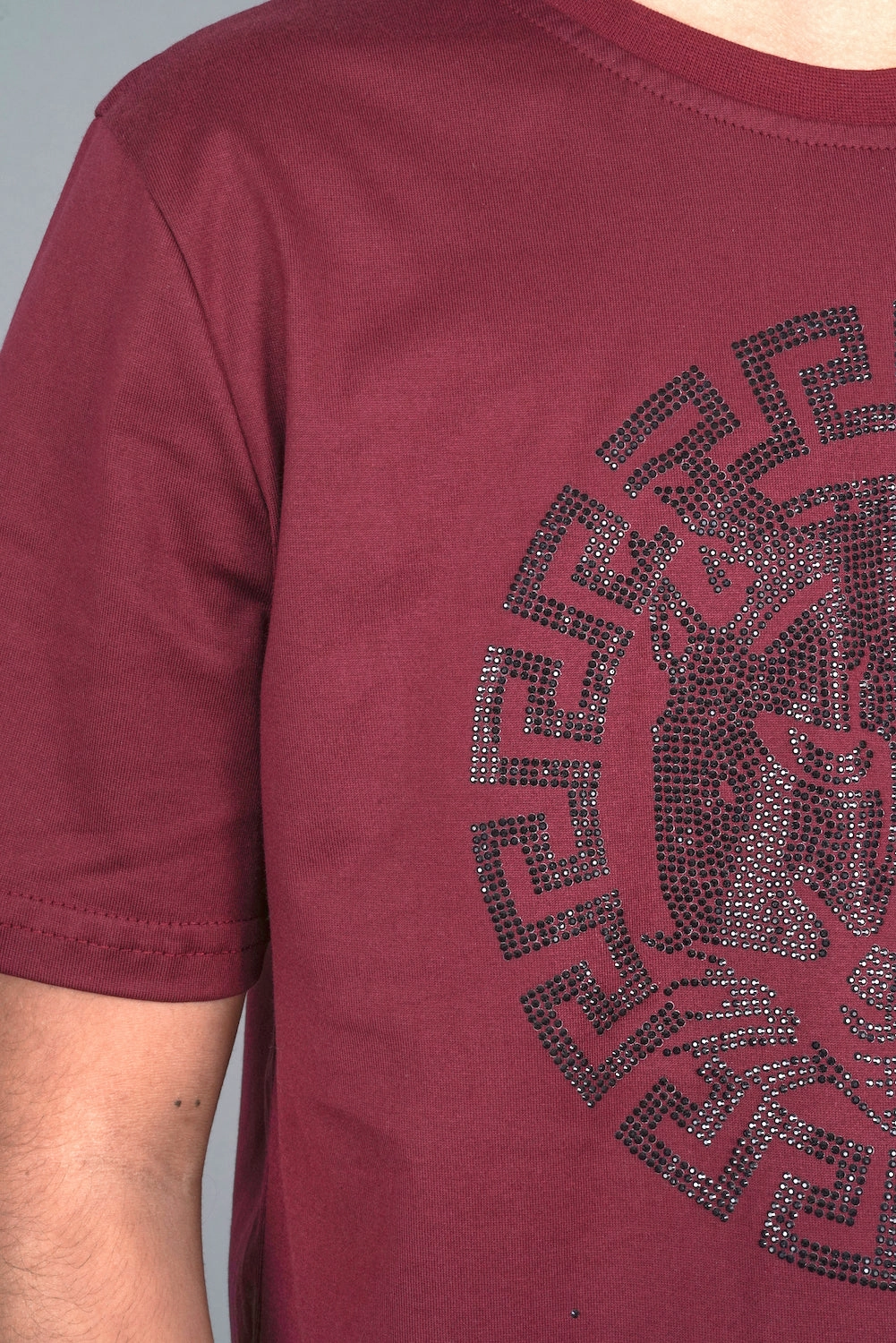 Kid's Cotton Wine Rhinestone T-shirt Bold Pattern Casual Option