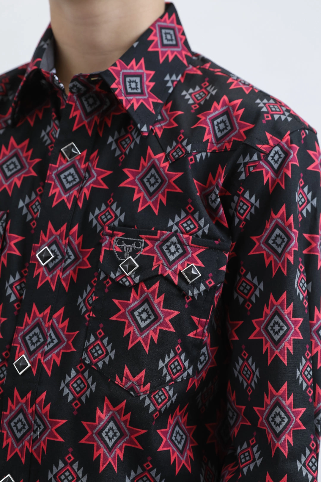 Kid's Western Modern Fit Cotton/Spandex Long Sleeve Black Shirt with Snaps Breathable Cotton Street Chic