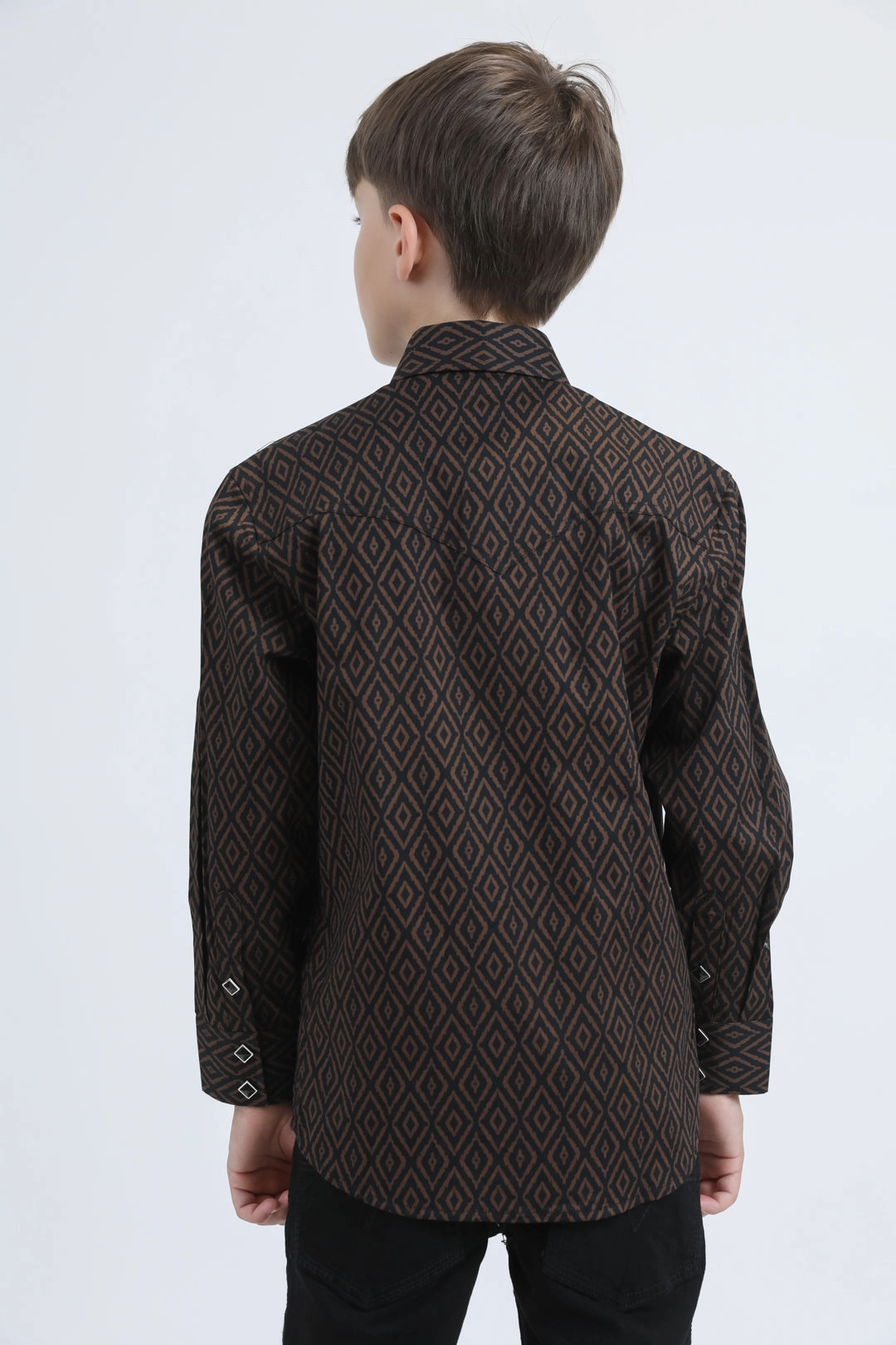 Comfy Fit Sleepwear Kid's Western Modern Fit Cotton/Spandex Long Sleeve Black Shirt with Snaps