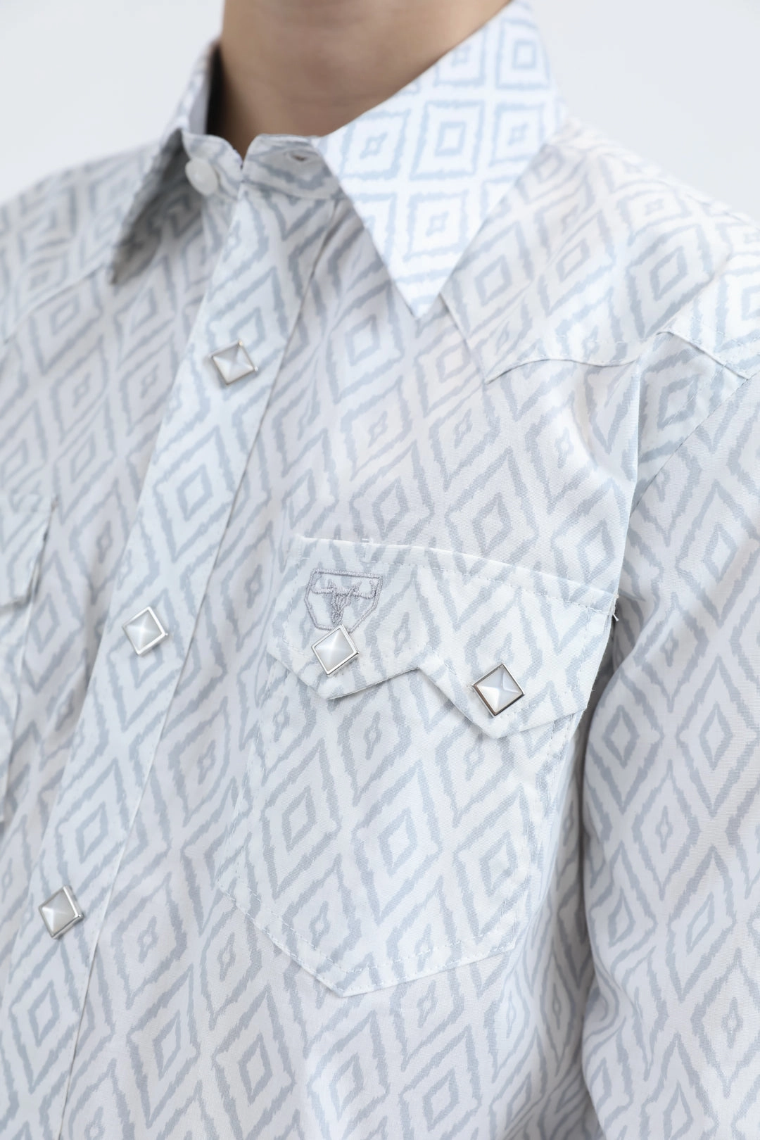 Soft Touch Fabric Kid's Western Modern Fit Cotton/Spandex Long Sleeve White Shirt with Snaps