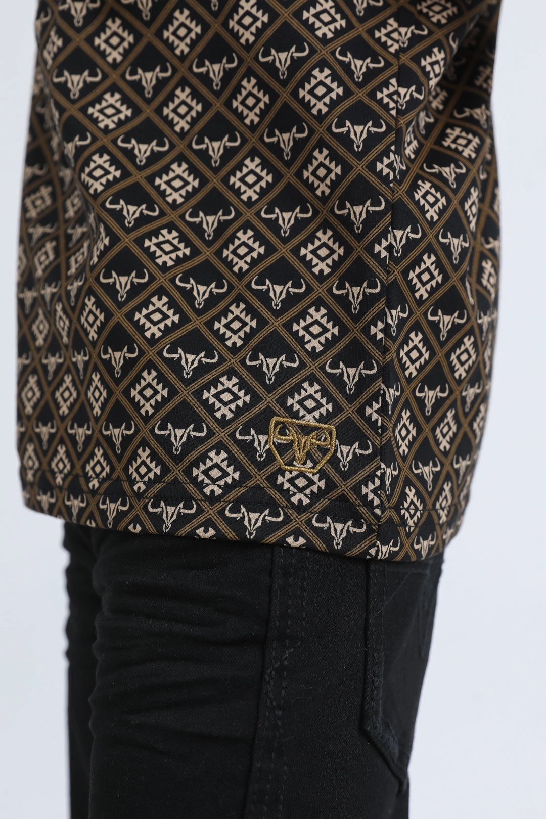 Myth Soul AbrasiveReinforcedZones Kids Cotton Modern Fit Stretch Aztec Print Black Polo