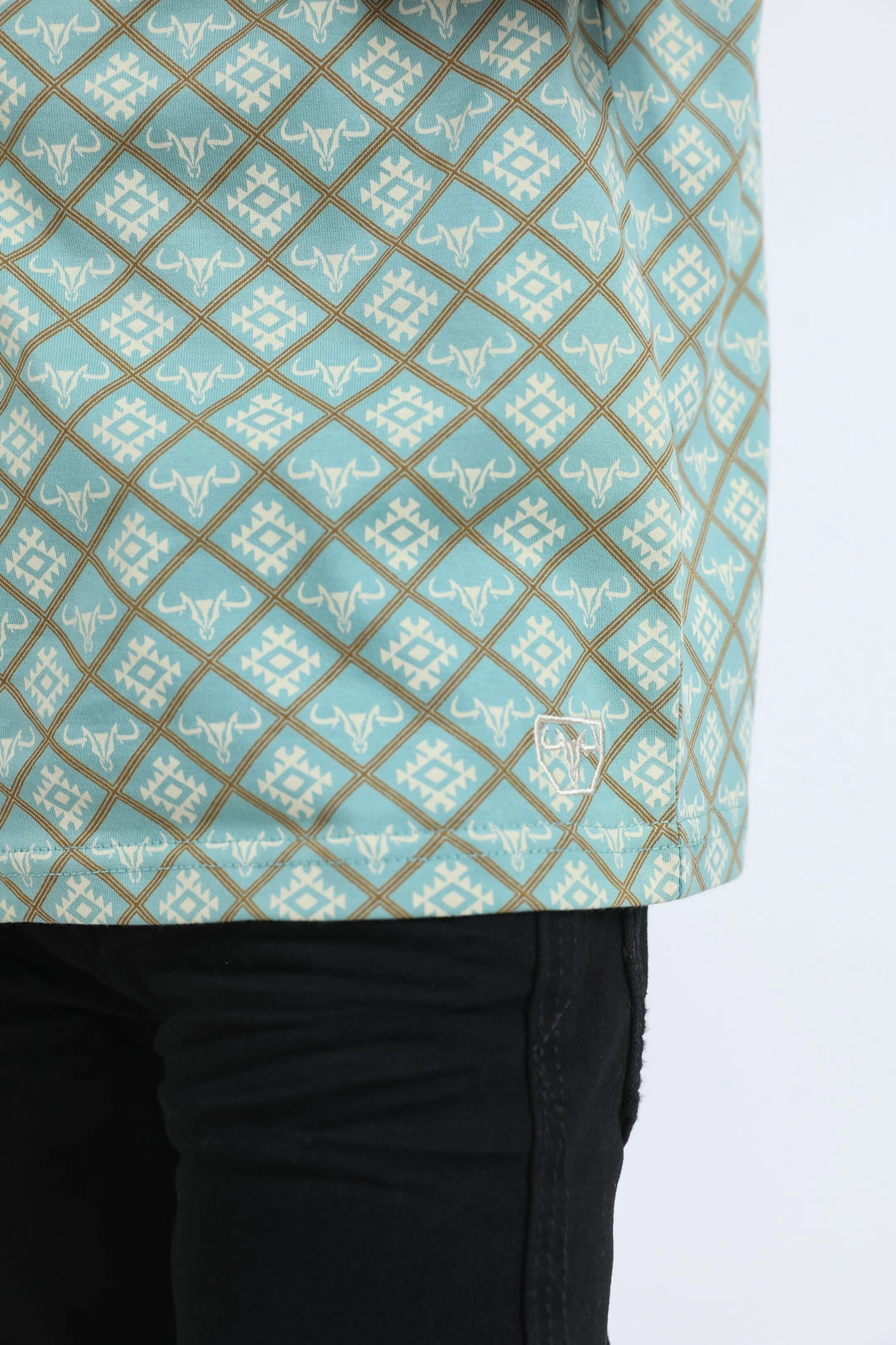 Cozy Fit Functional Jacket Kids Cotton Modern Fit Stretch Aztec Print Blue Polo