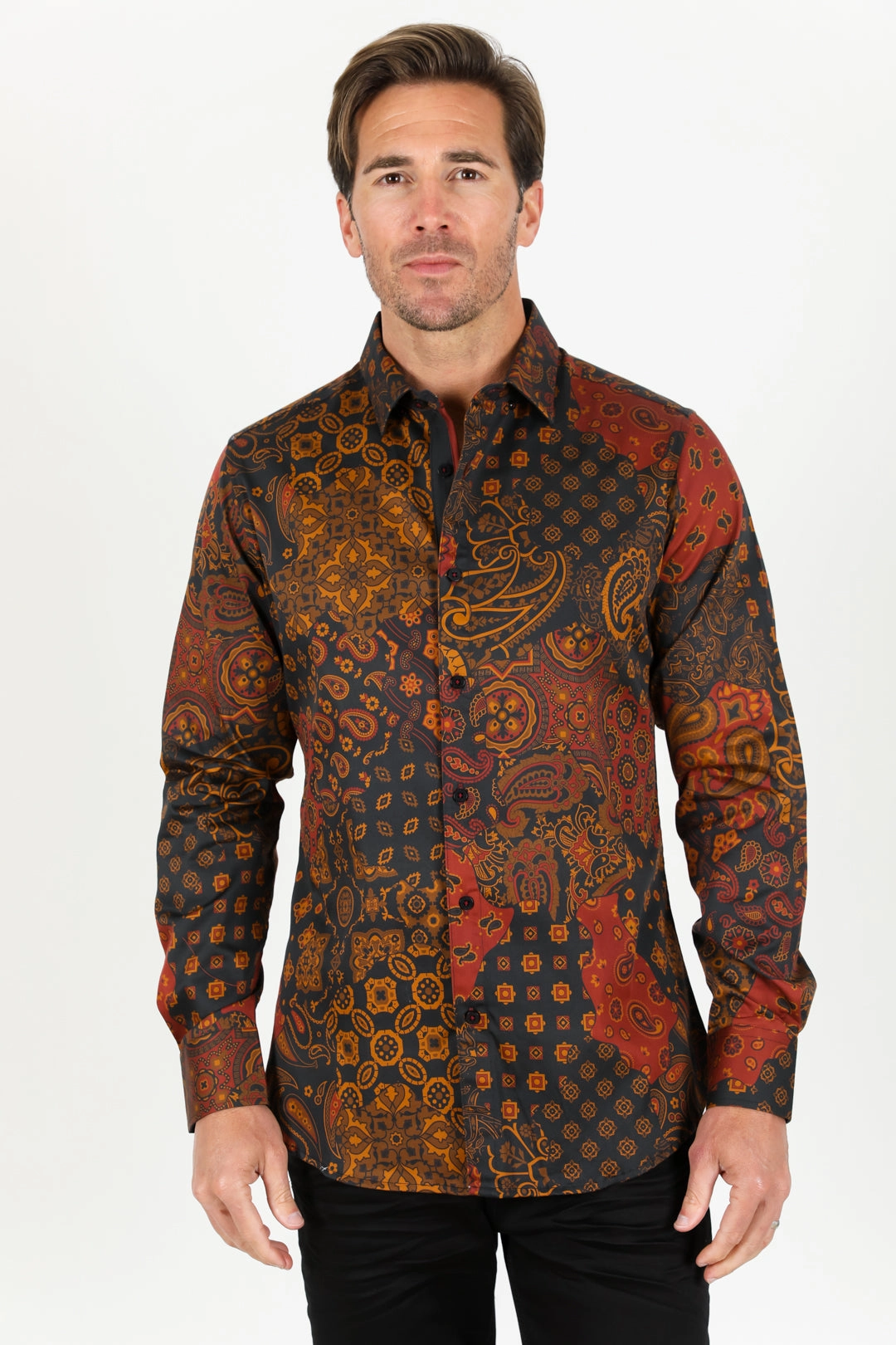 Satin Cotton/Spandex Long Sleeve Shirt - Black Moisture Wicking Layer