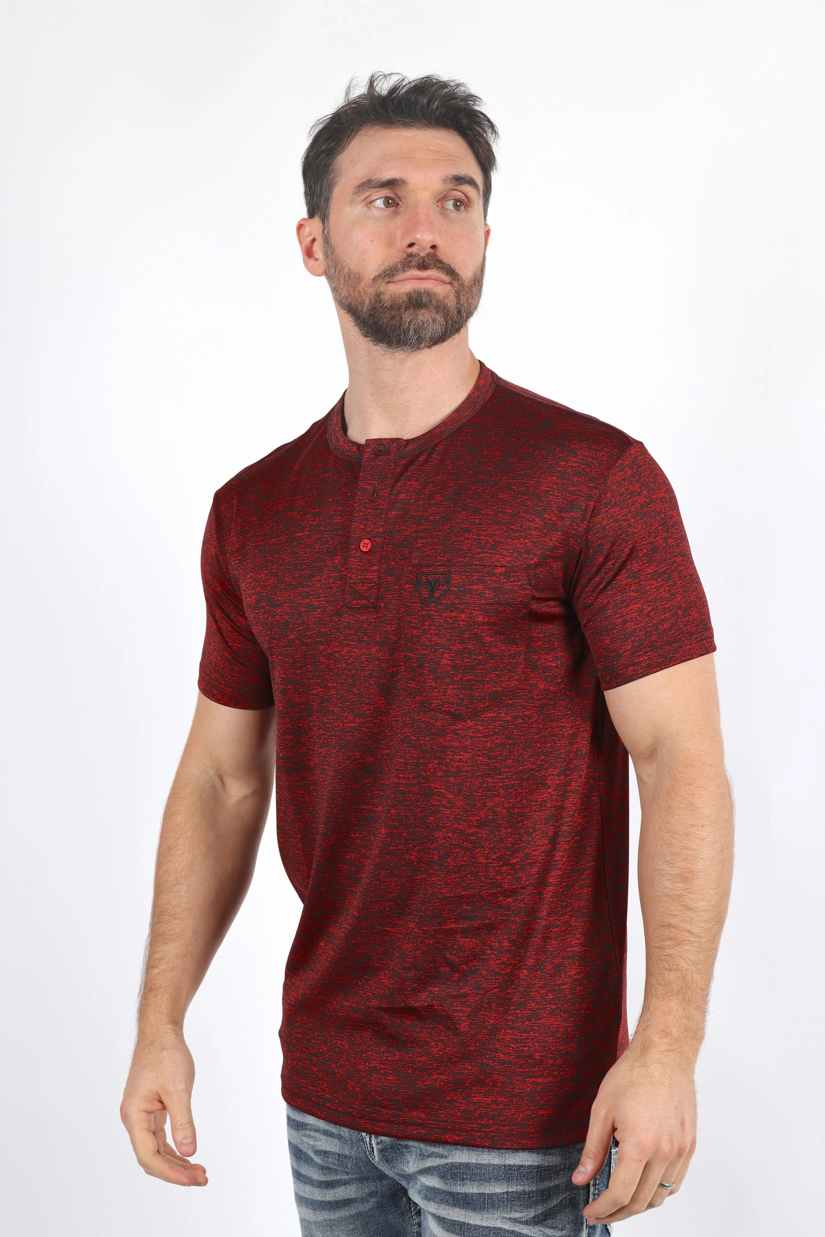 Airflow Ventilation Anti-static Mens Modern Fit Stretch Henley T-Shirt with Logo