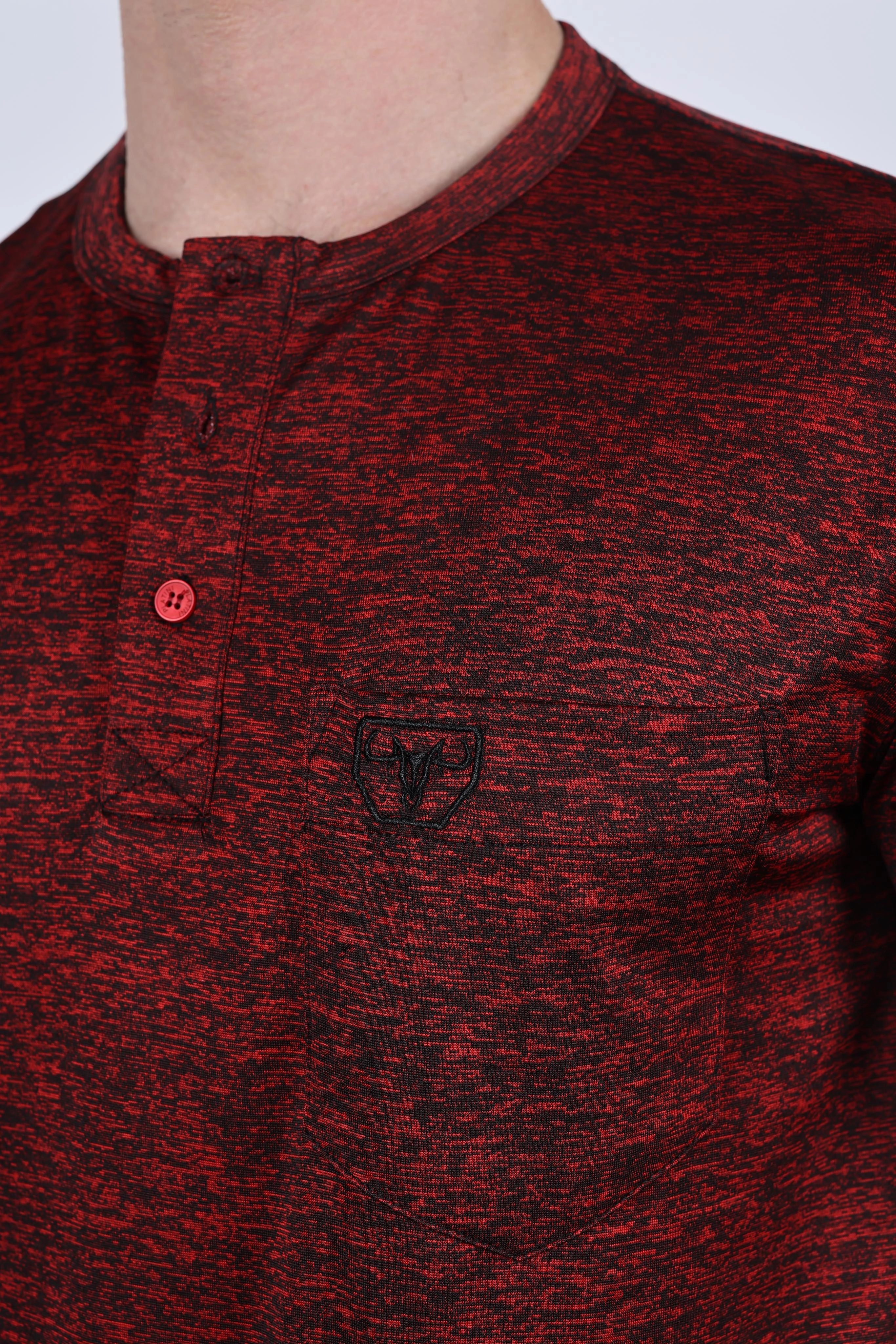 Chic and Cozy Wear Mens Modern Fit Stretch Henley T-Shirt with Logo