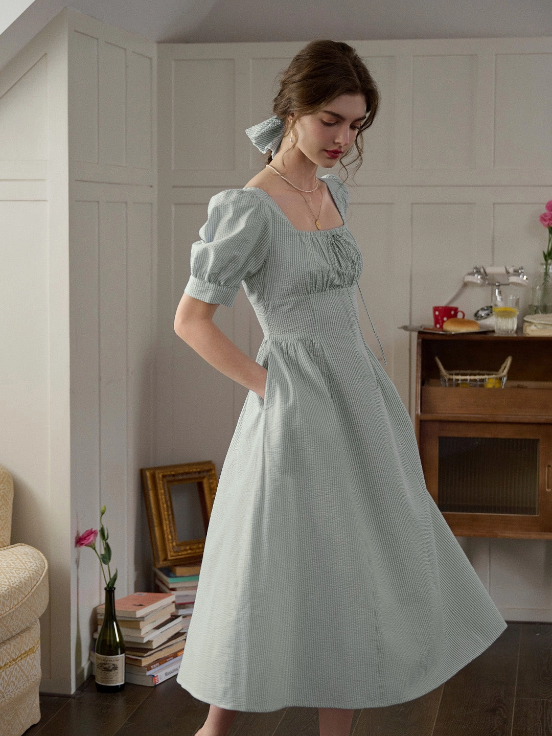 NonRestrictiveFit Kind Soul Remi Square Neck Stripe Cotton Dress