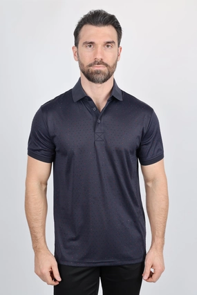 Non Iron Finish Mens Modern Fit Stretch Full Body Crystals Polo