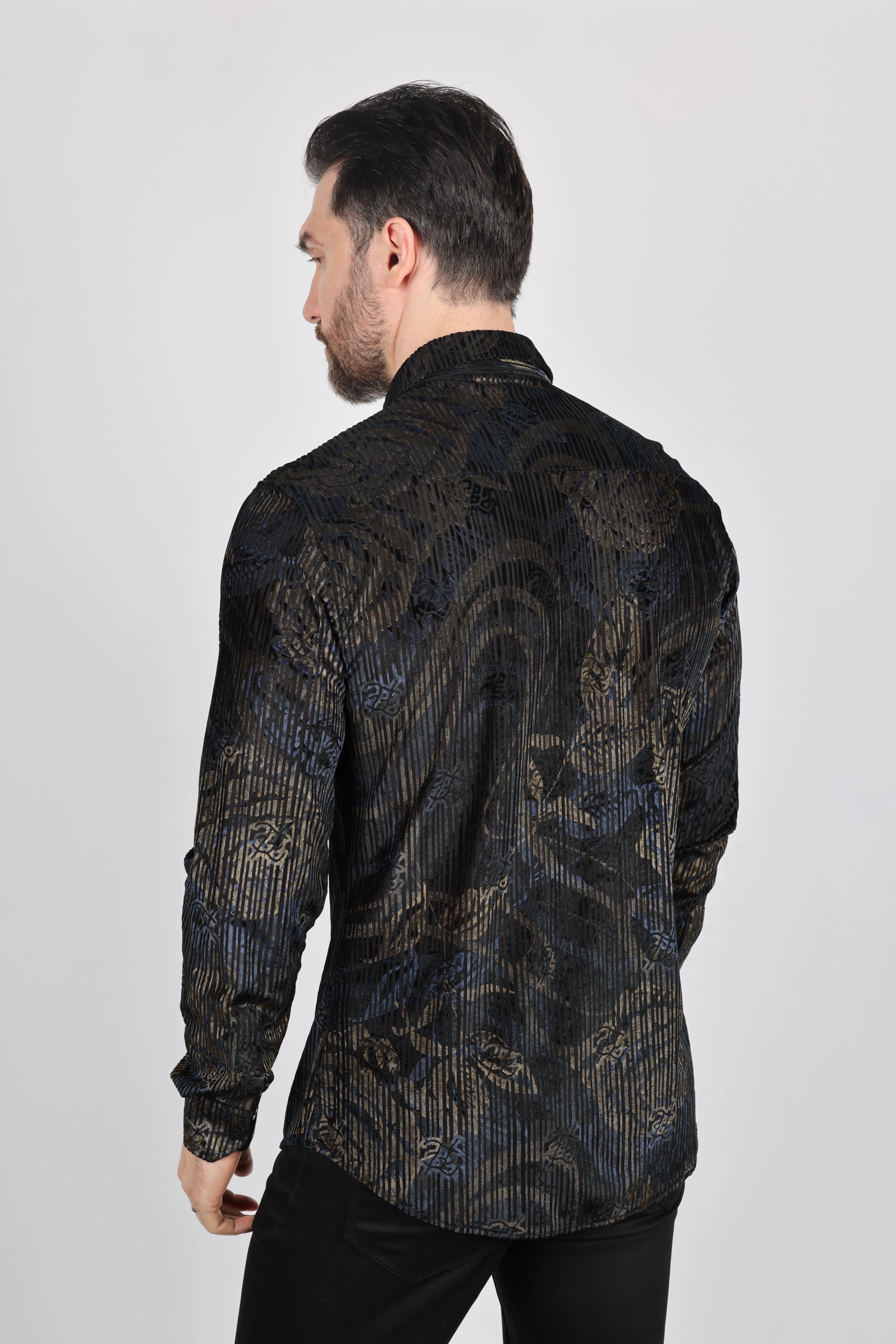 Active Design Mens Modern Fit Stretch Velvet Fashion Shirt