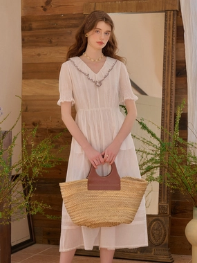 ??Final Sale??Rika V-Neck 100% Cotton Dress Regal Glow hypoallergenic material