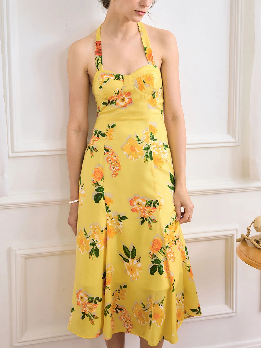 Liberty Chiffon Print Halter Neck Dress DoubleStitchedEdges