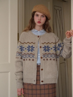 Chaya Round Neck Fair Isle Cardigan Swim Easy QuickPackable Design