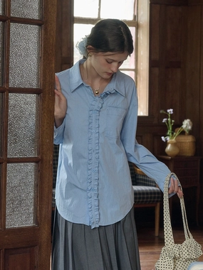 SweatAbsorbingTexture Louise Classic Lapel Pocket Trim Shirt (Trim Removable)