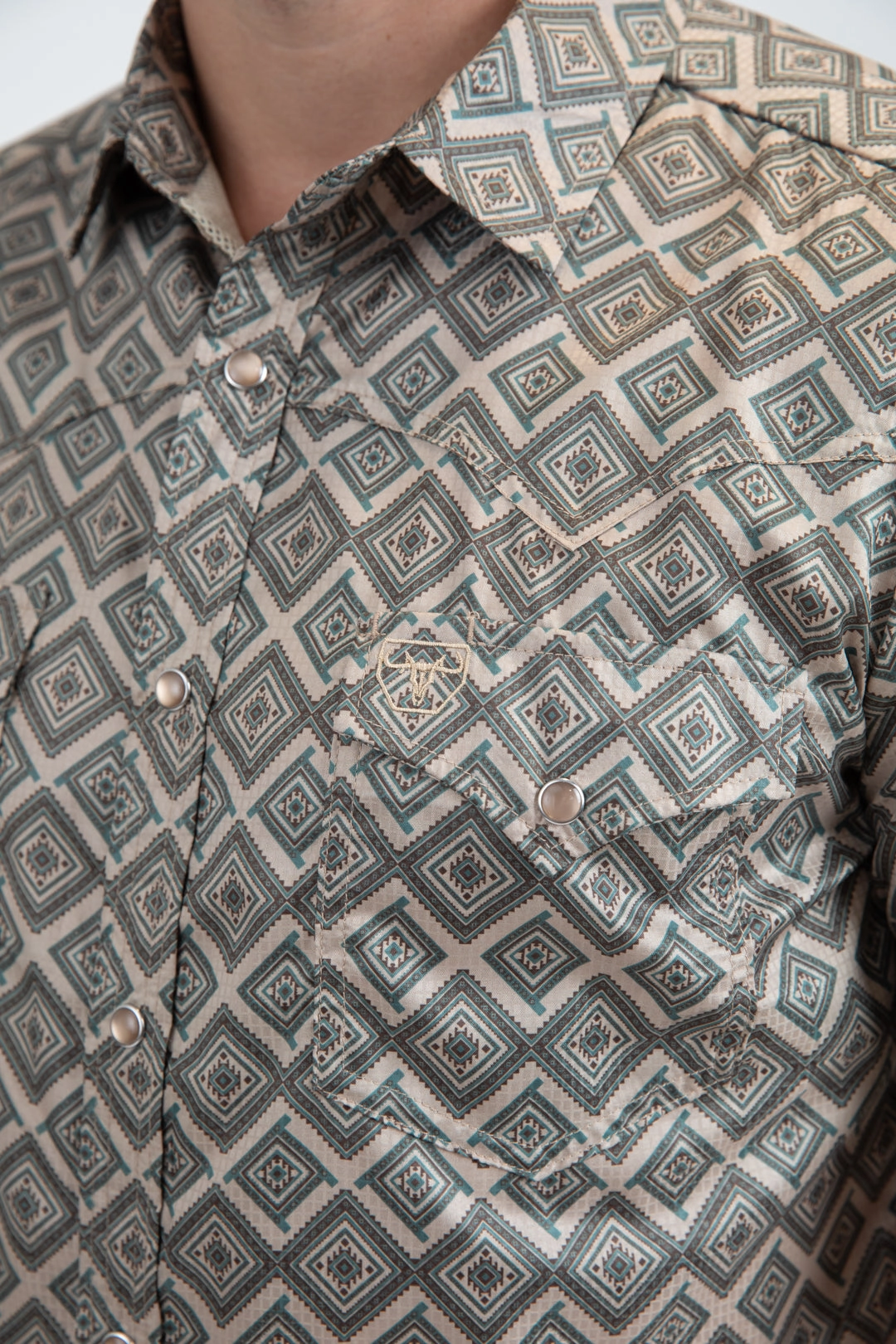 Fashion Comfort Men's Performance Western Short Sleeve Beige Shirt