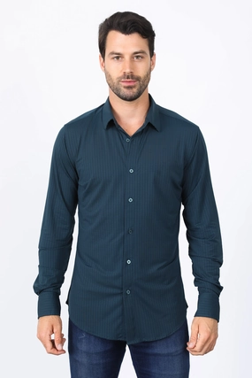 Versatile Outfit Men??s Modern Fit Stretch Dress Shirt - Teal