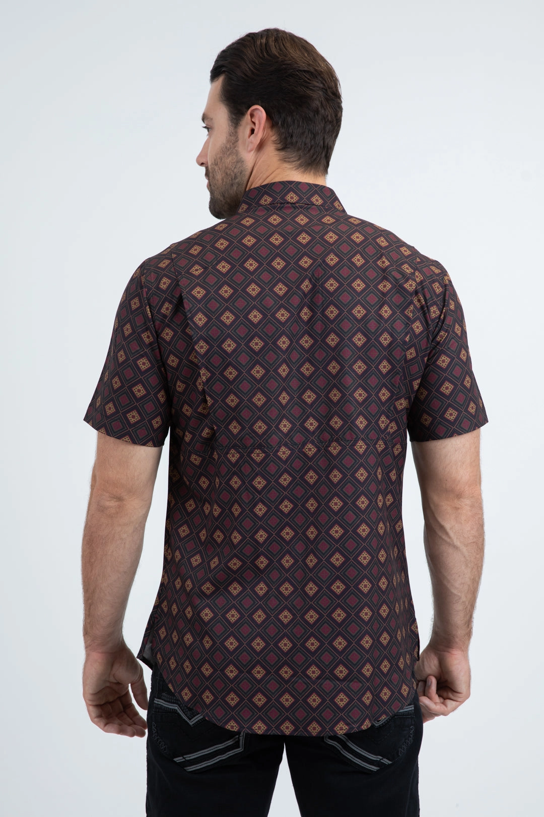 Mens Performance Classic Fit Short Sleeve Black Shirt Stylish Design