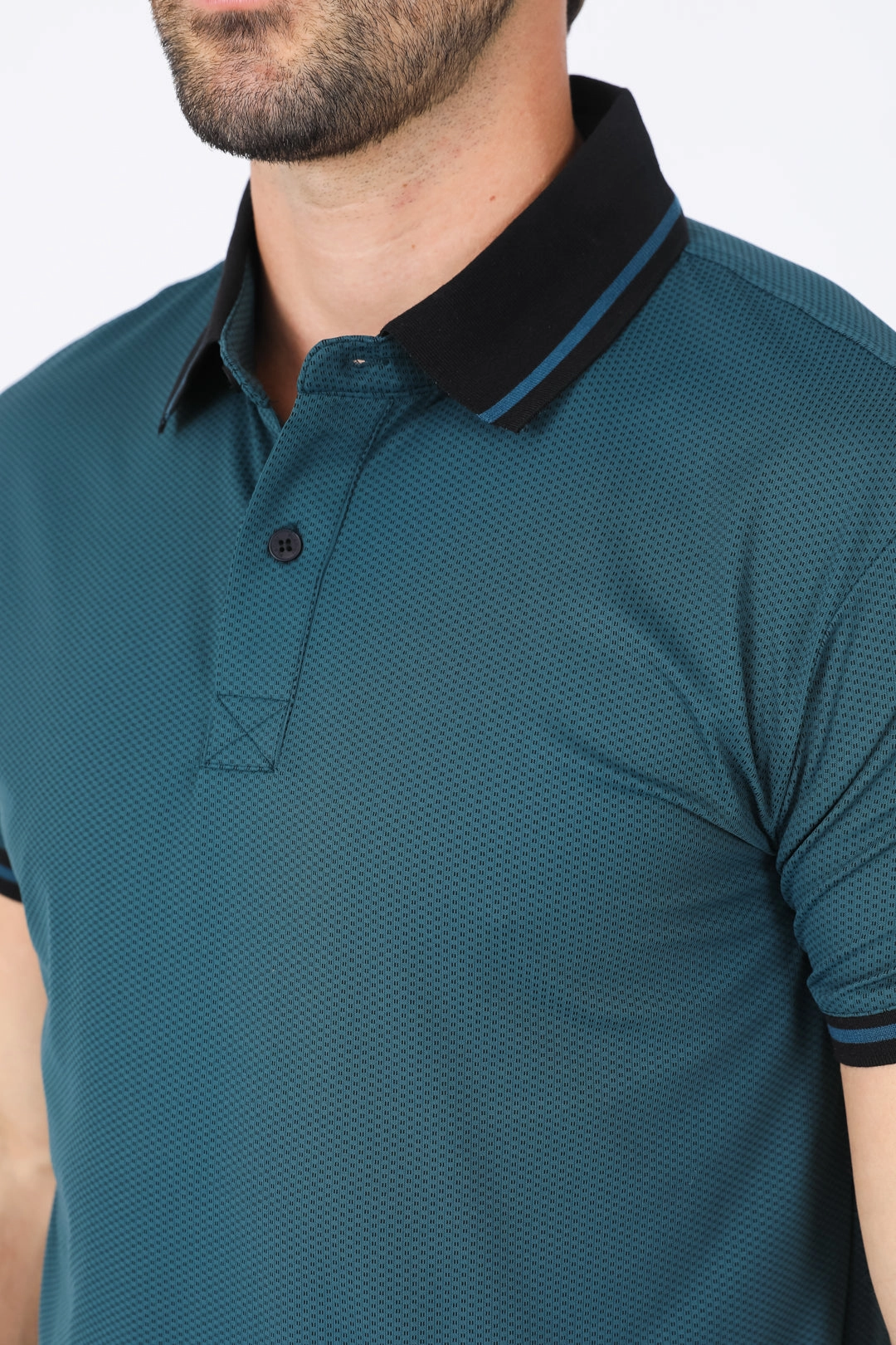 Mens Modern Fit Stretch Cotton Dark Teal Polo refined design