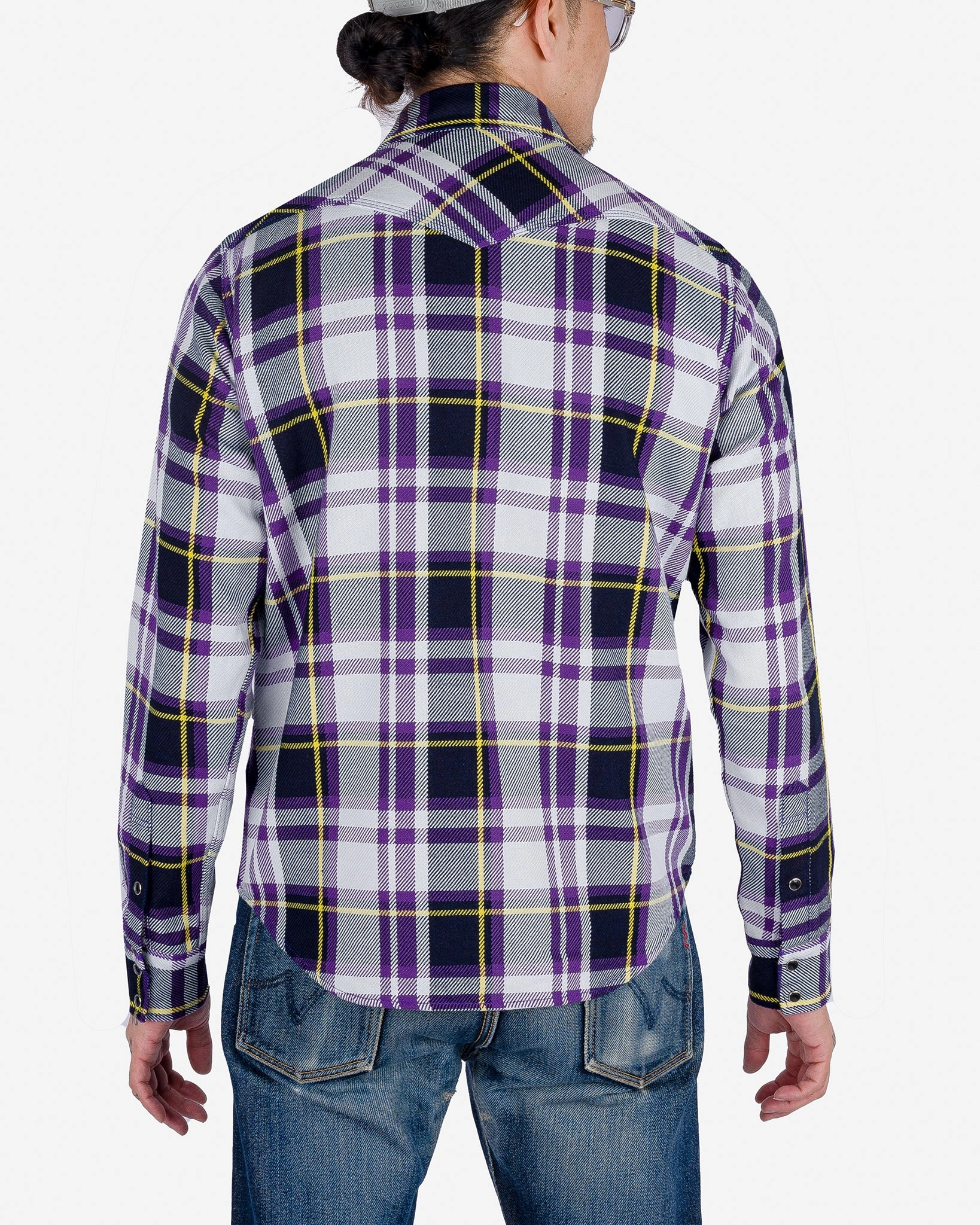 9oz Selvedge American Check Western Shirt - Purple Family Style
