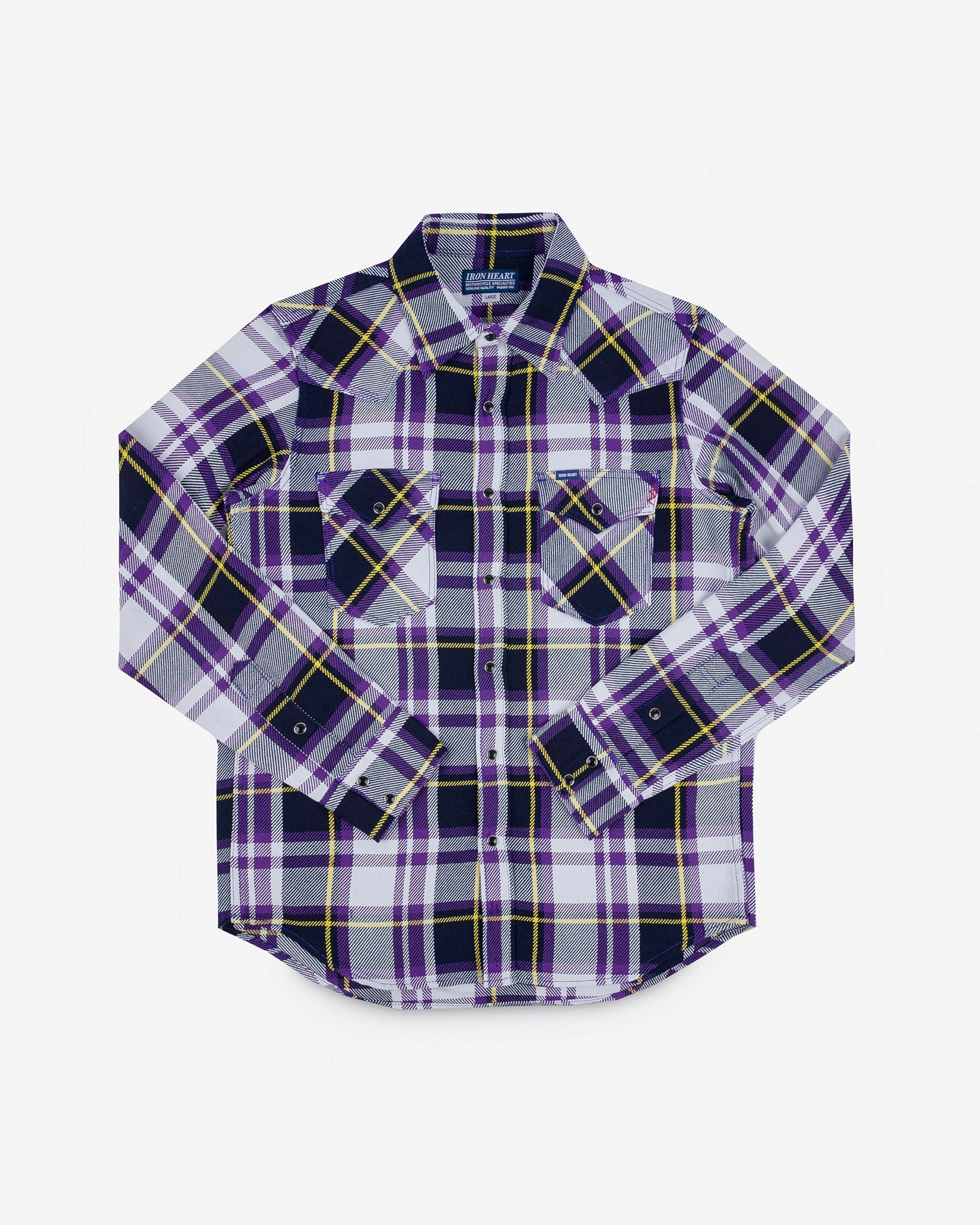 Ventilated Back Panel 9oz Selvedge American Check Western Shirt - Purple