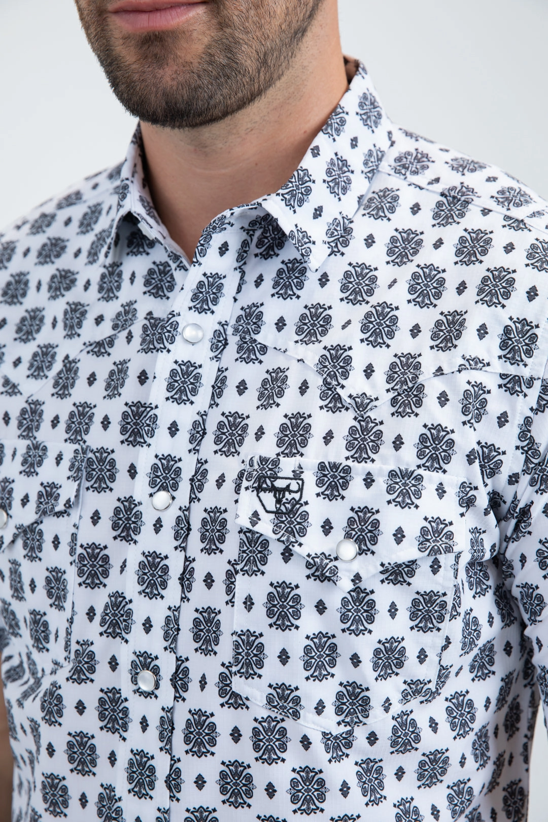 vacation wear Men's Performance Western Short Sleeve White Shirt