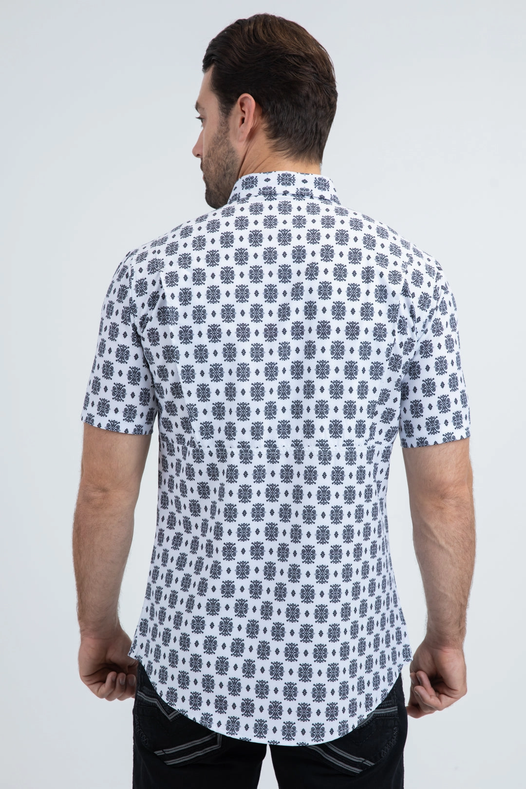 Easy Care Material Classic Style Men's Performance Western Short Sleeve White Shirt