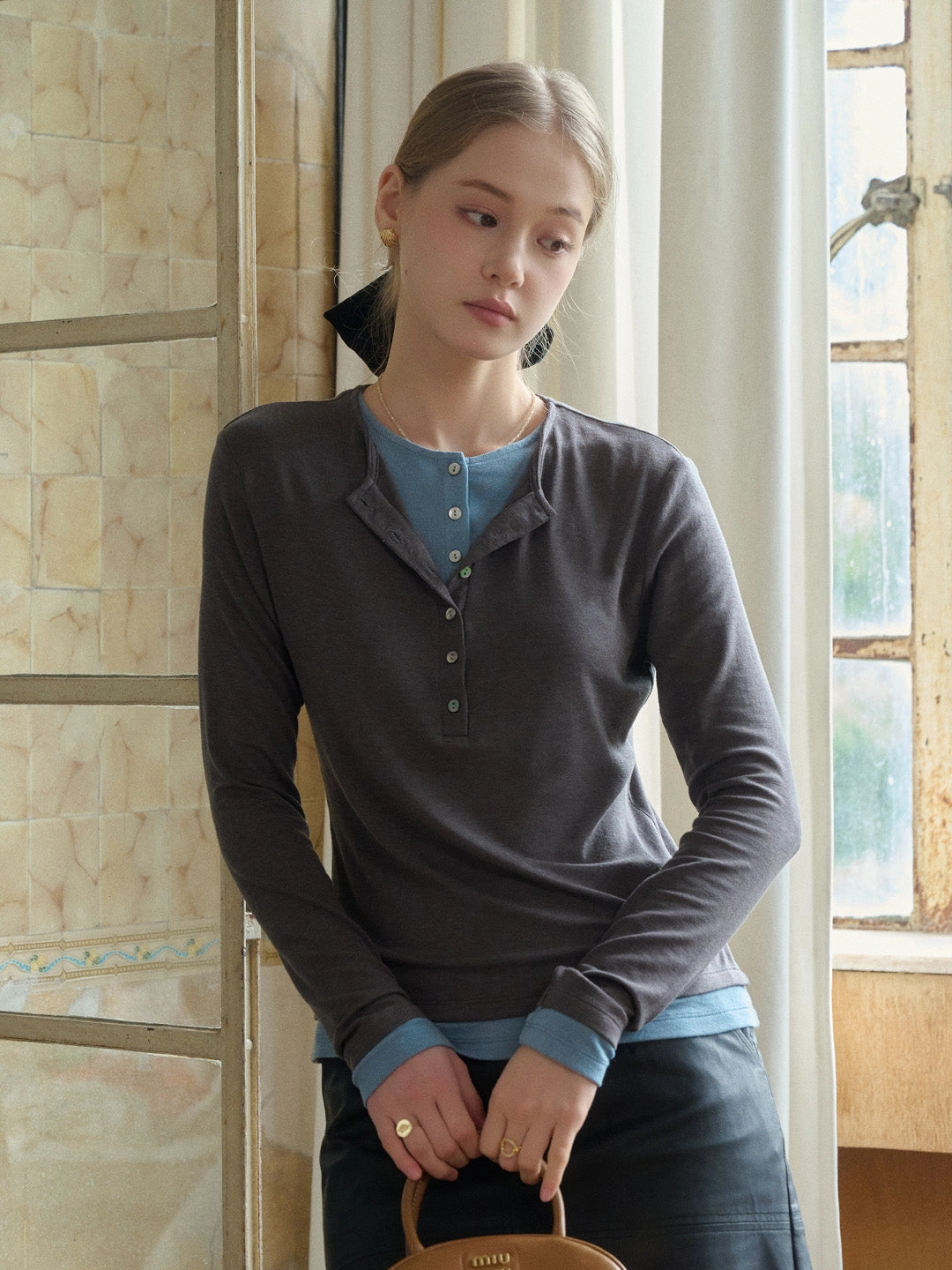Anaya Round Neck Skin-Friendly Lyocell Merino Top TemperatureRegulatingLining