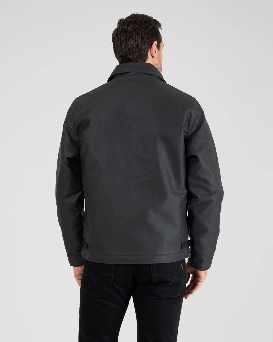 Oiled Whipcord A2 Deck Jacket - Black Light Wool