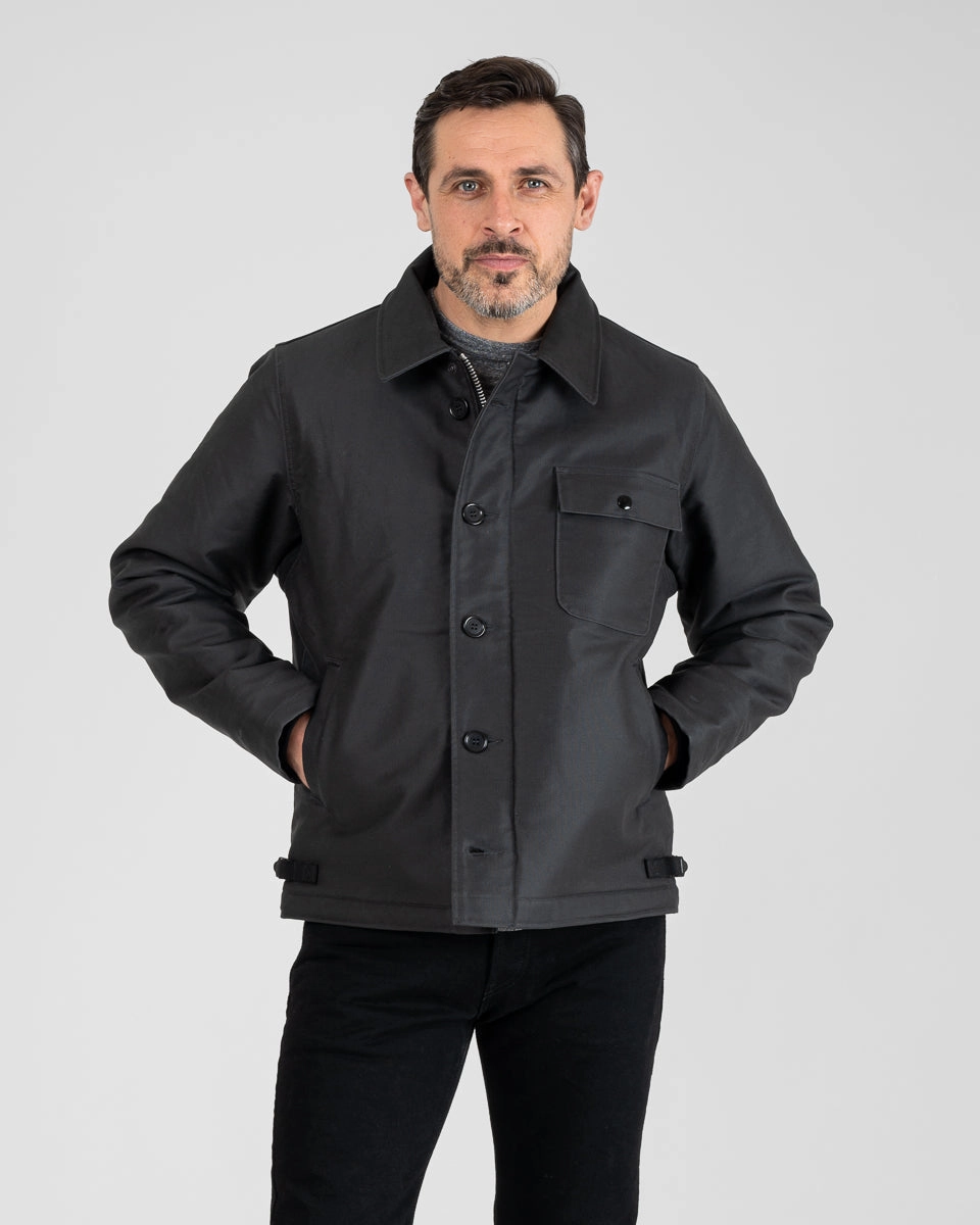 Oiled Whipcord A2 Deck Jacket - Black Casual Bottoms Baby Soft