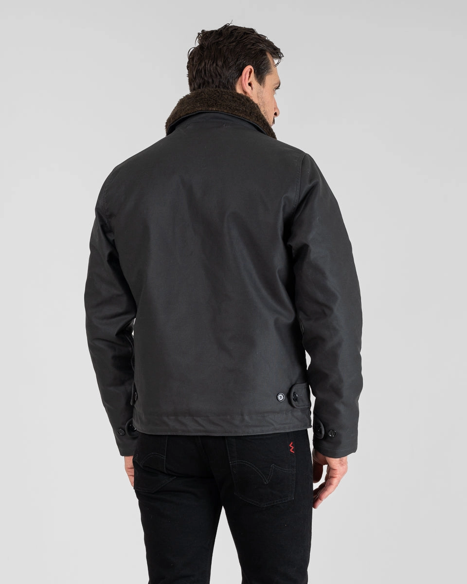 Oiled Whipcord N1 Deck Jacket - Black Utility Jacket Mesh Glow