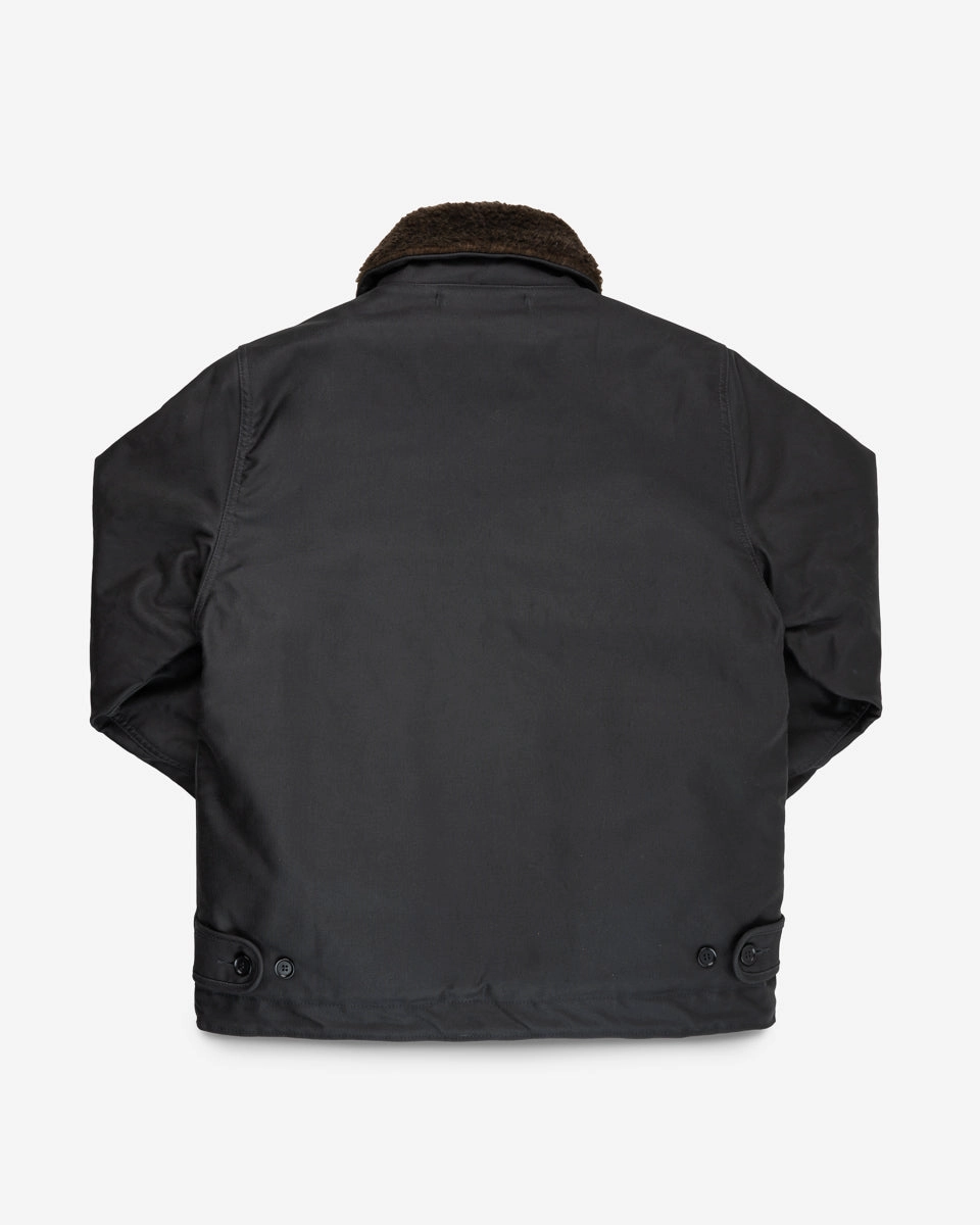 Reinforced Hem StaticFree Material Oiled Whipcord N1 Deck Jacket - Black