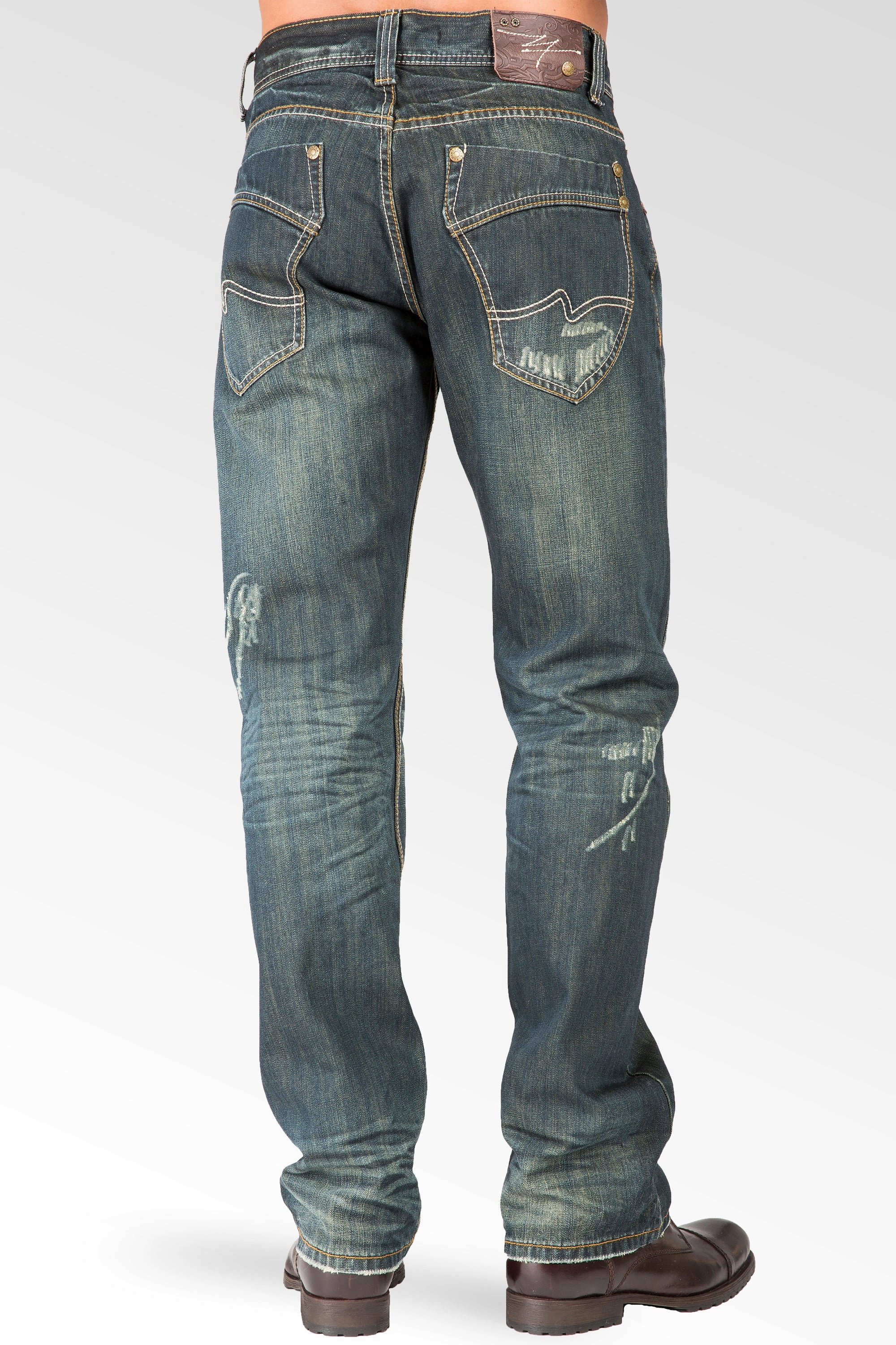 Daily Use Recycled Fit Relaxed Straight Ripped Faded Vintage Premium Denim Signature 5 Pocket Jeans Wrinkle Whisker