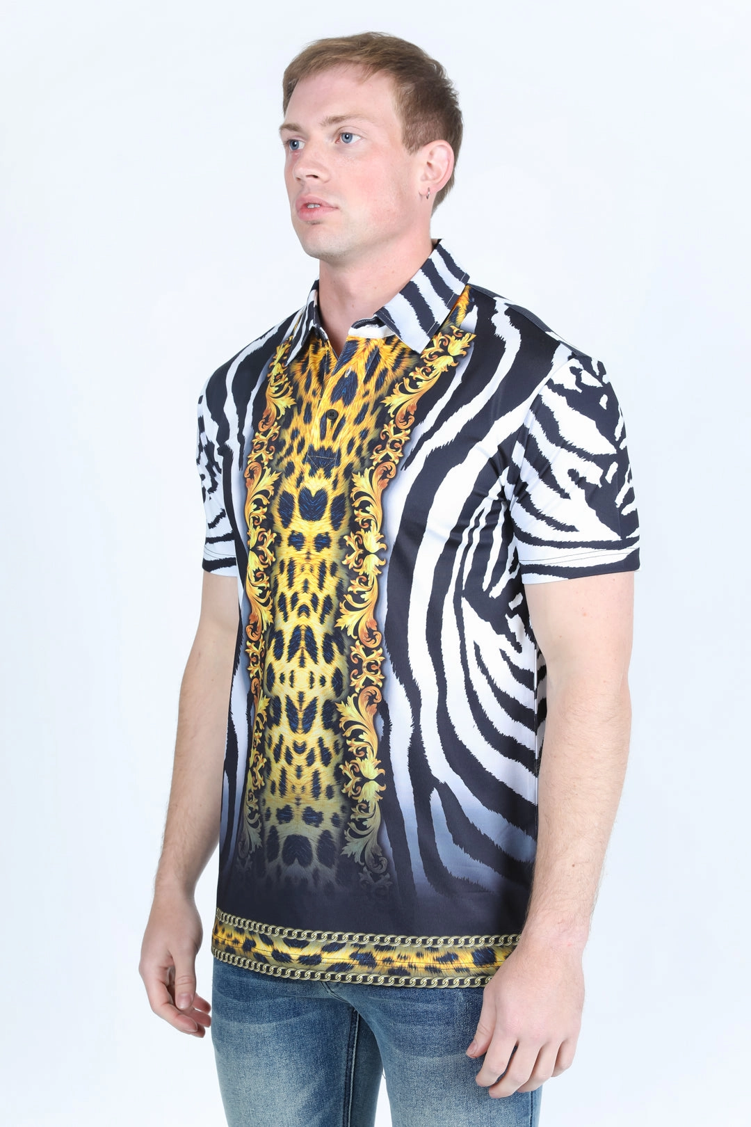 Men's Baroque Print Red Label Polo Casual Look ComfortStretch Collar