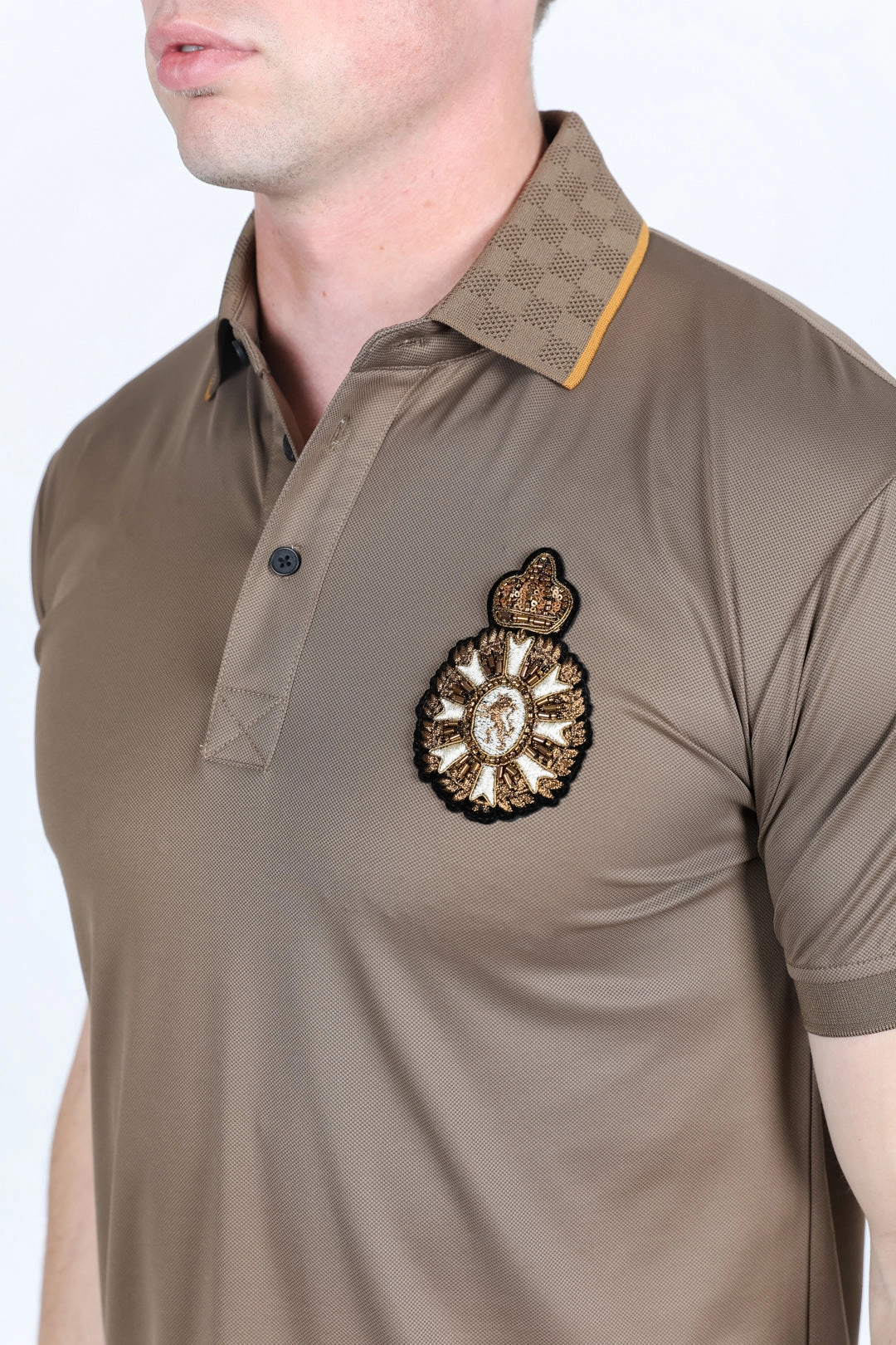 Mens Modern Fit Stretch Fashion Polo Twill Tape Reinforcement Elegant Fit