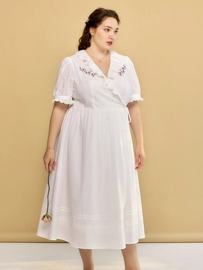 Mediterranean Air ??Final Sale??Plus Size Daniella Vintage Embroidered V-Neck Dress