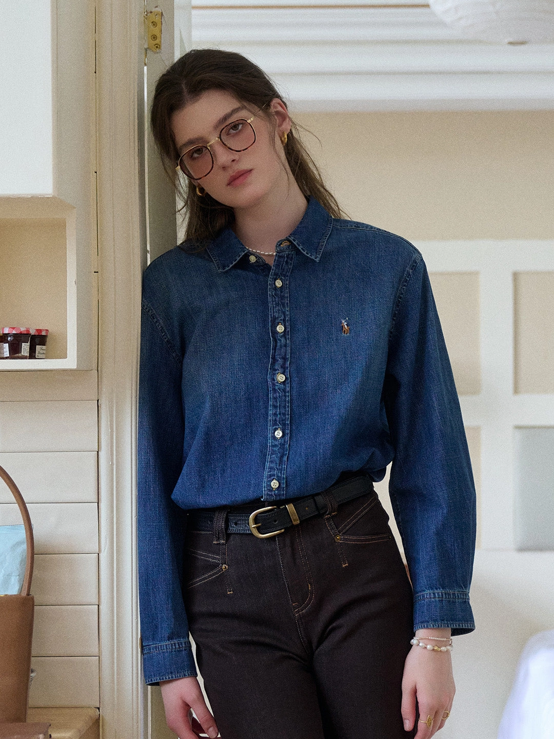 Placket Closure Maxine Lapel 100% Cotton Shirt