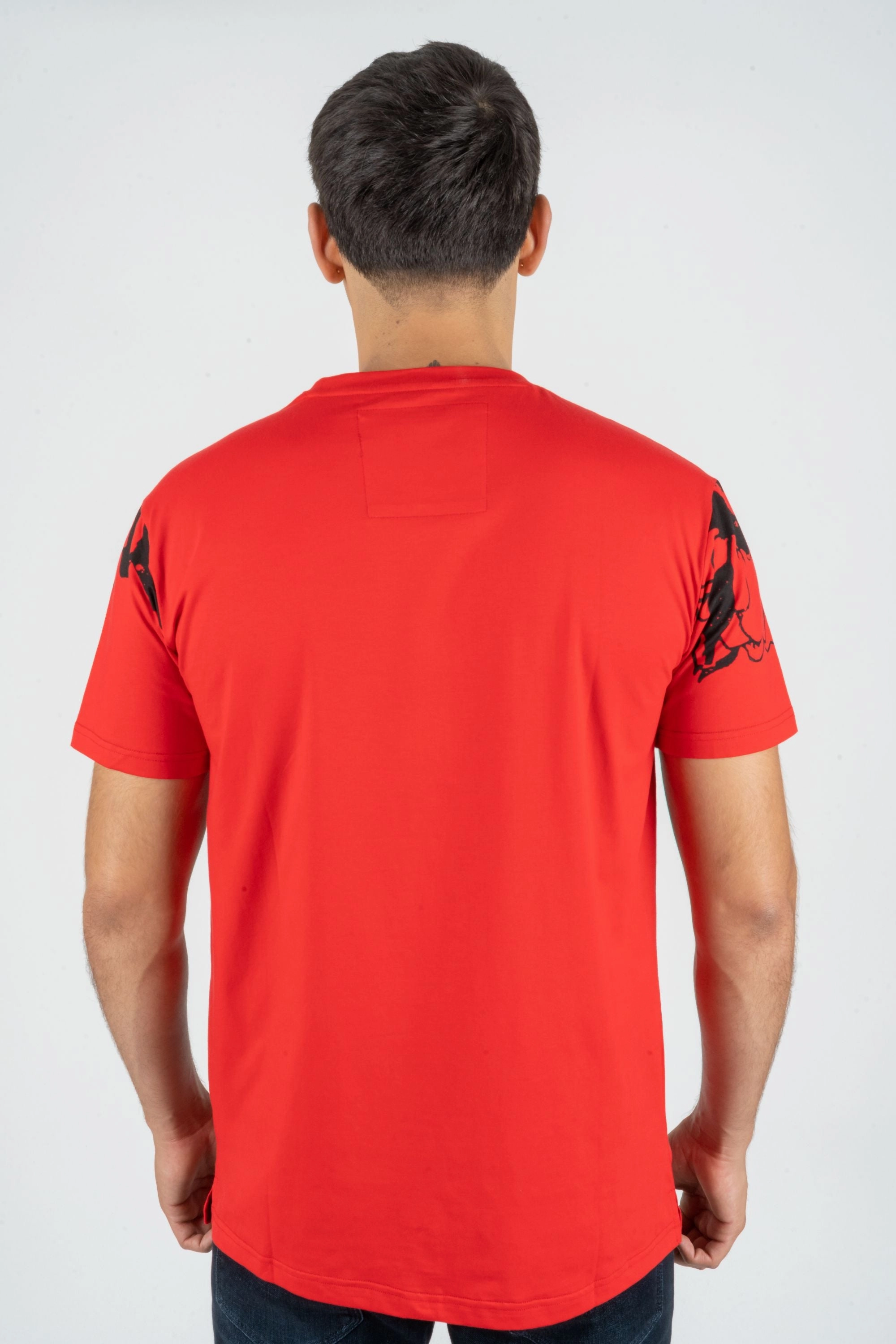 Men's Cotton Red Rhinestone T-shirt Minimalist fashion