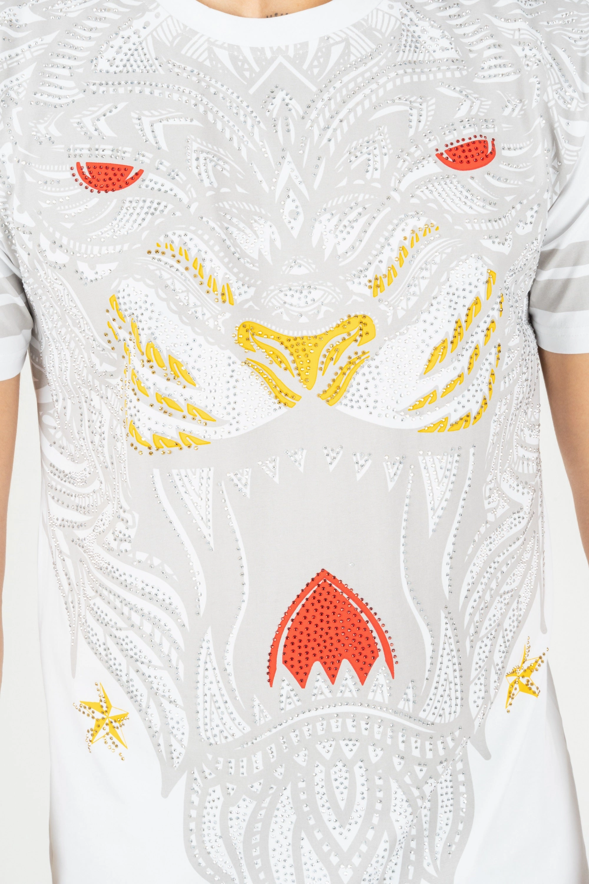 Perfect for Layering Men's Cotton White Rhinestone T-shirt