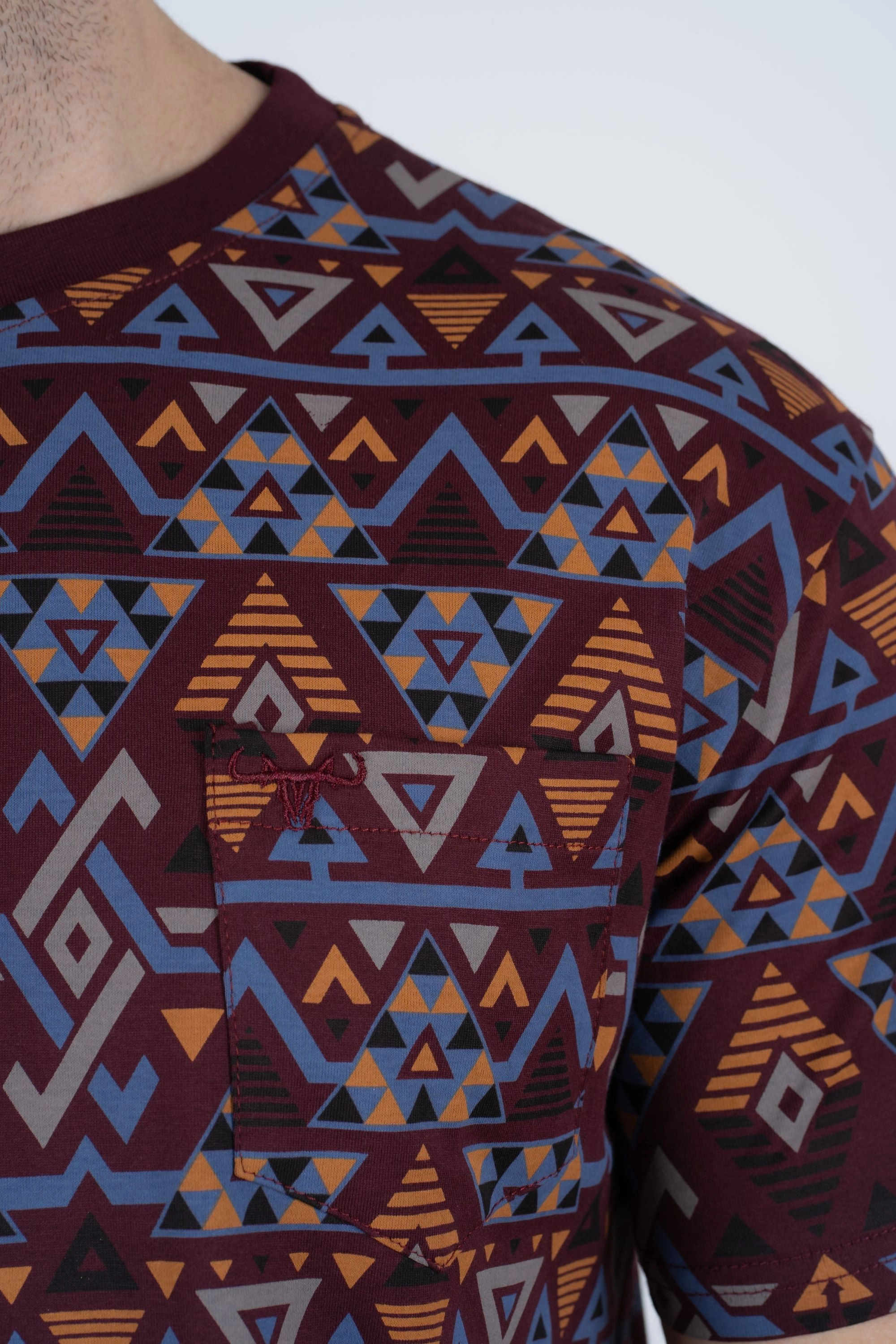 Men's Cotton Wine Aztec Print T-shirt Comfort Fit Design