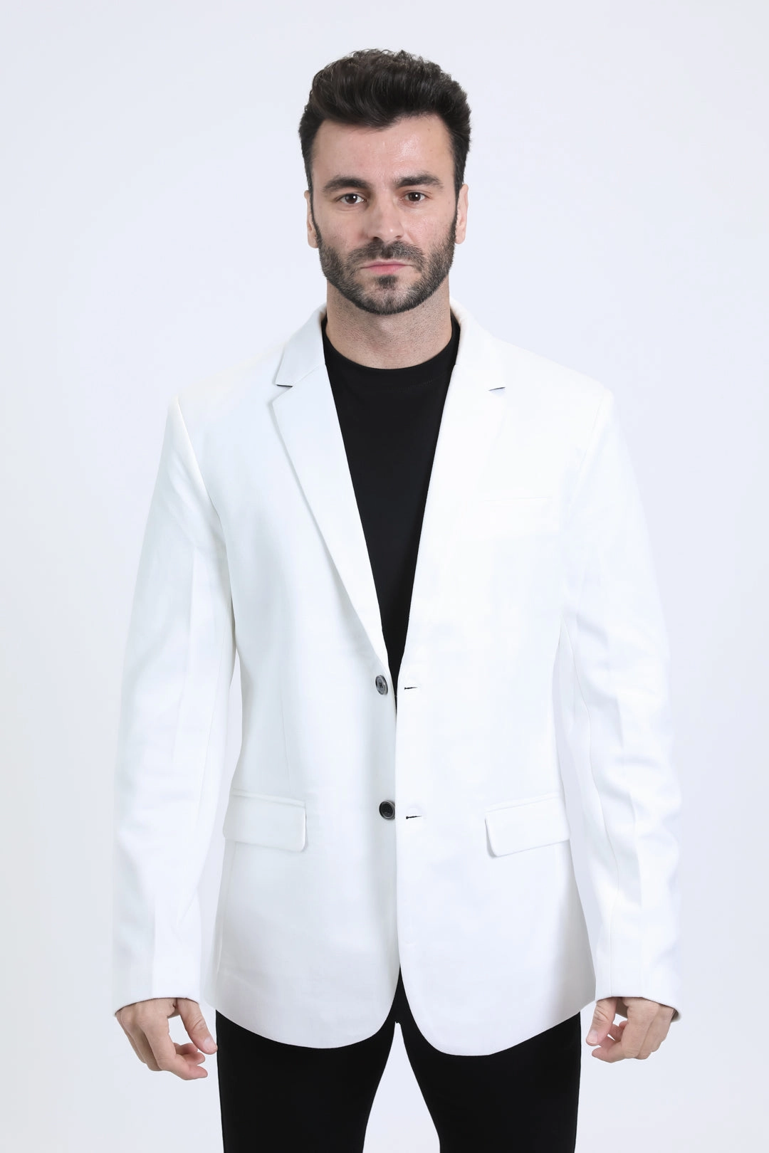 Stylish Look Men's Double Button White Faux-Suede Blazer