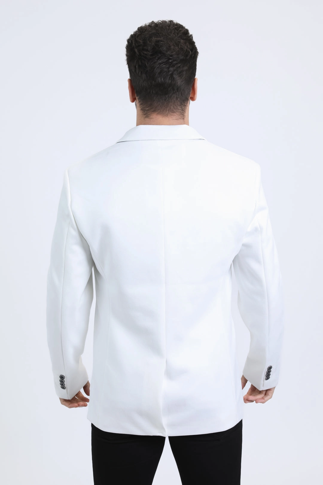 Summer Wear Men's Double Button White Faux-Suede Blazer
