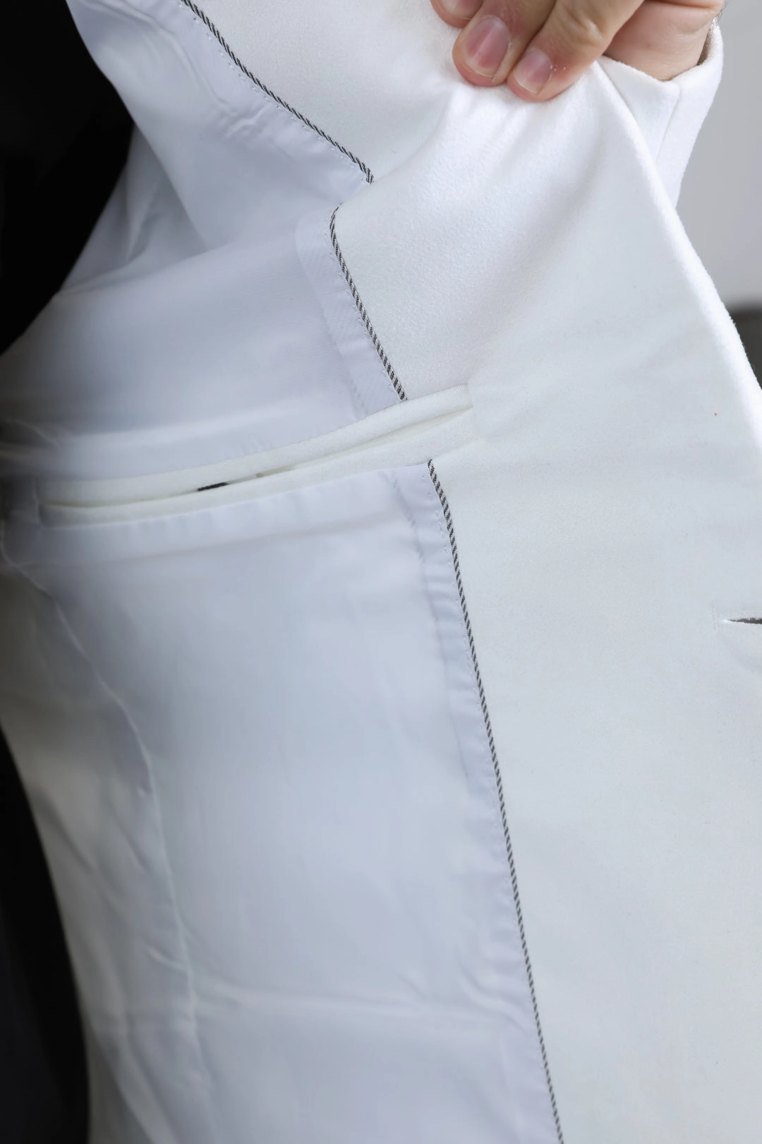 Men's Double Button White Faux-Suede Blazer Glow Core