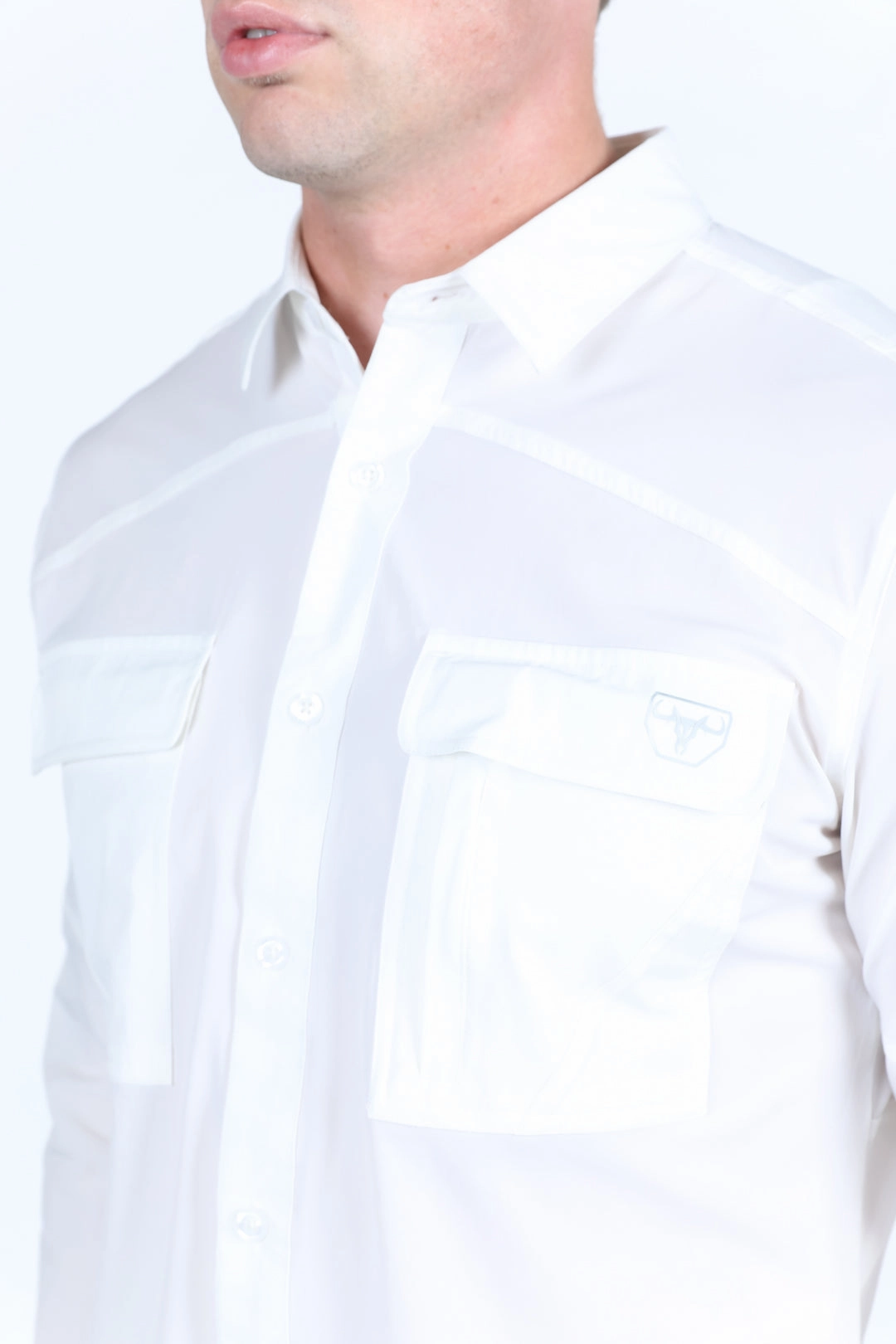 Spring Collection Men's Fishing White Long Sleeve Shirt