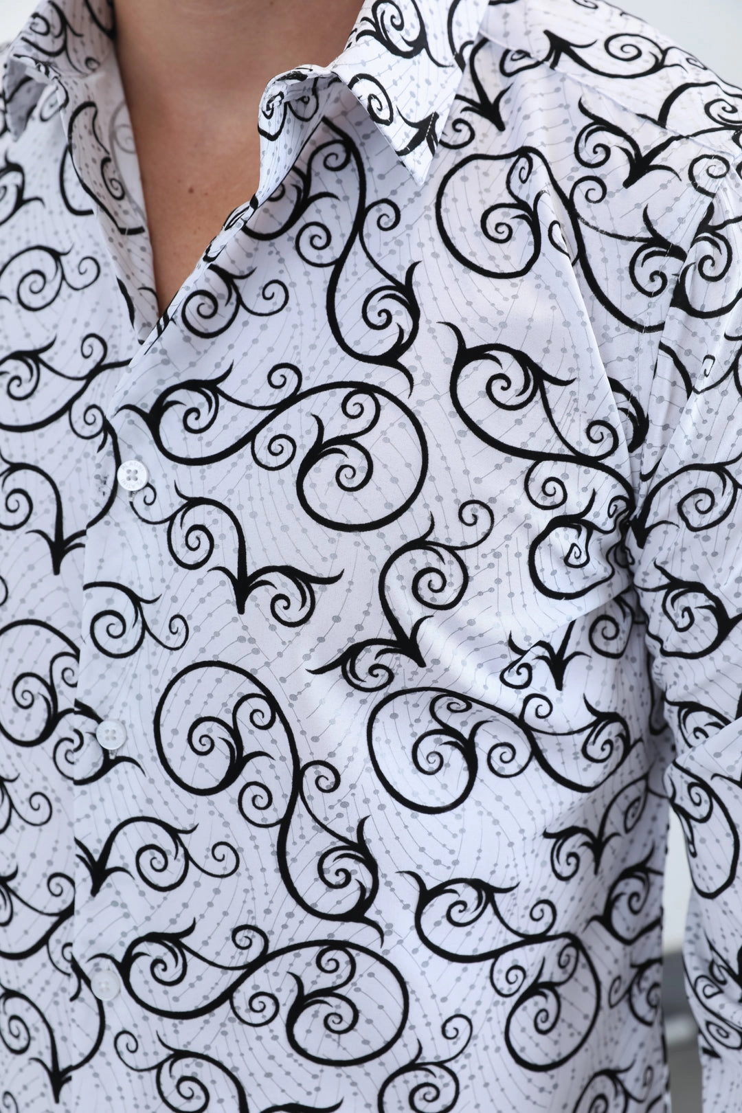 Men's Flocked Modern Fit Spandex White Shirt Vibrant Hue Lightweight Feel