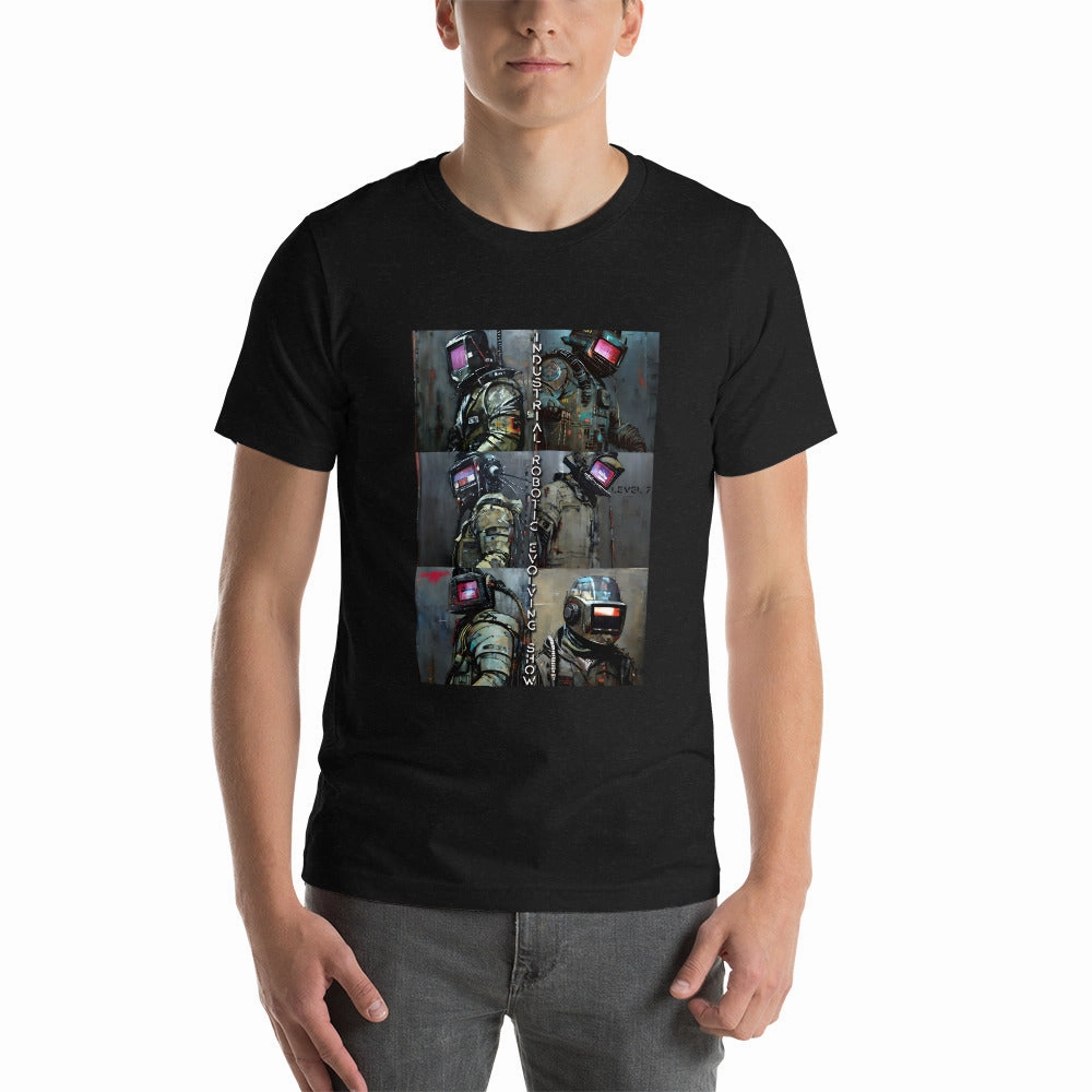 Glass Fit Mature Charm Men's Industrial Robotic Show Graphic T-Shirt